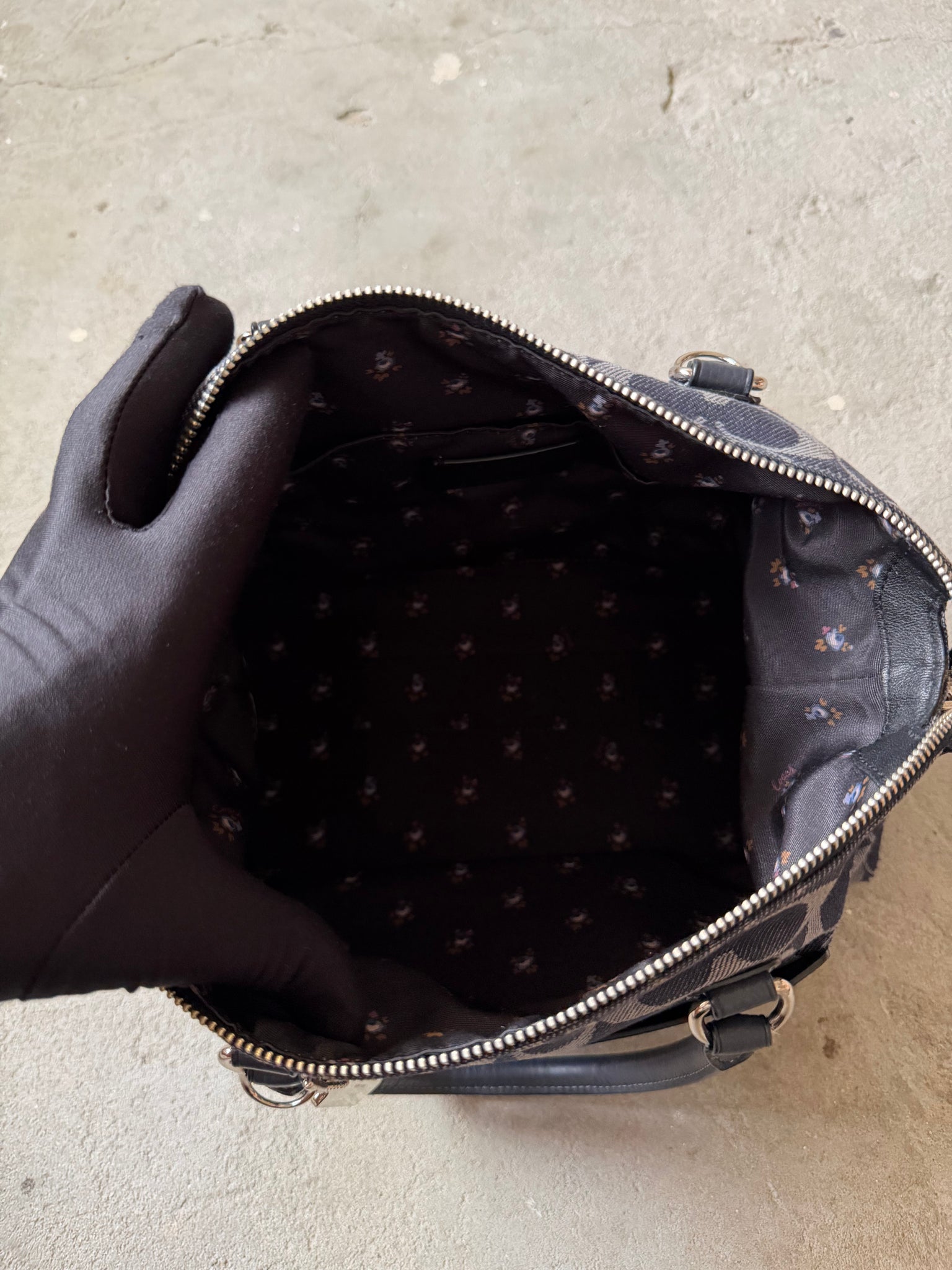 Coach Signature Emma Denim Shoulder Bag Navy