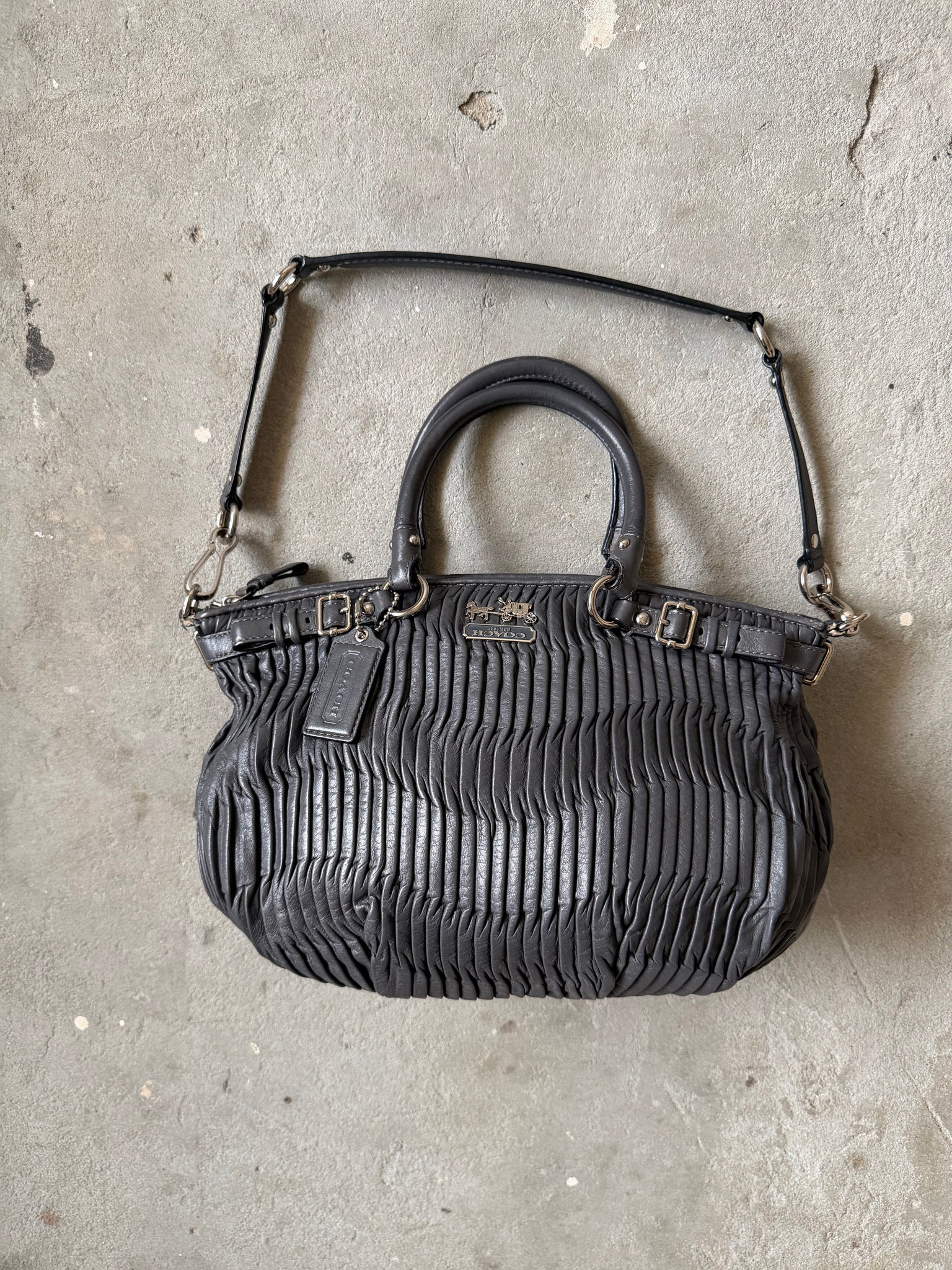 Coach 2Way Sophia Madison Pleated Shoulder Bag Grey