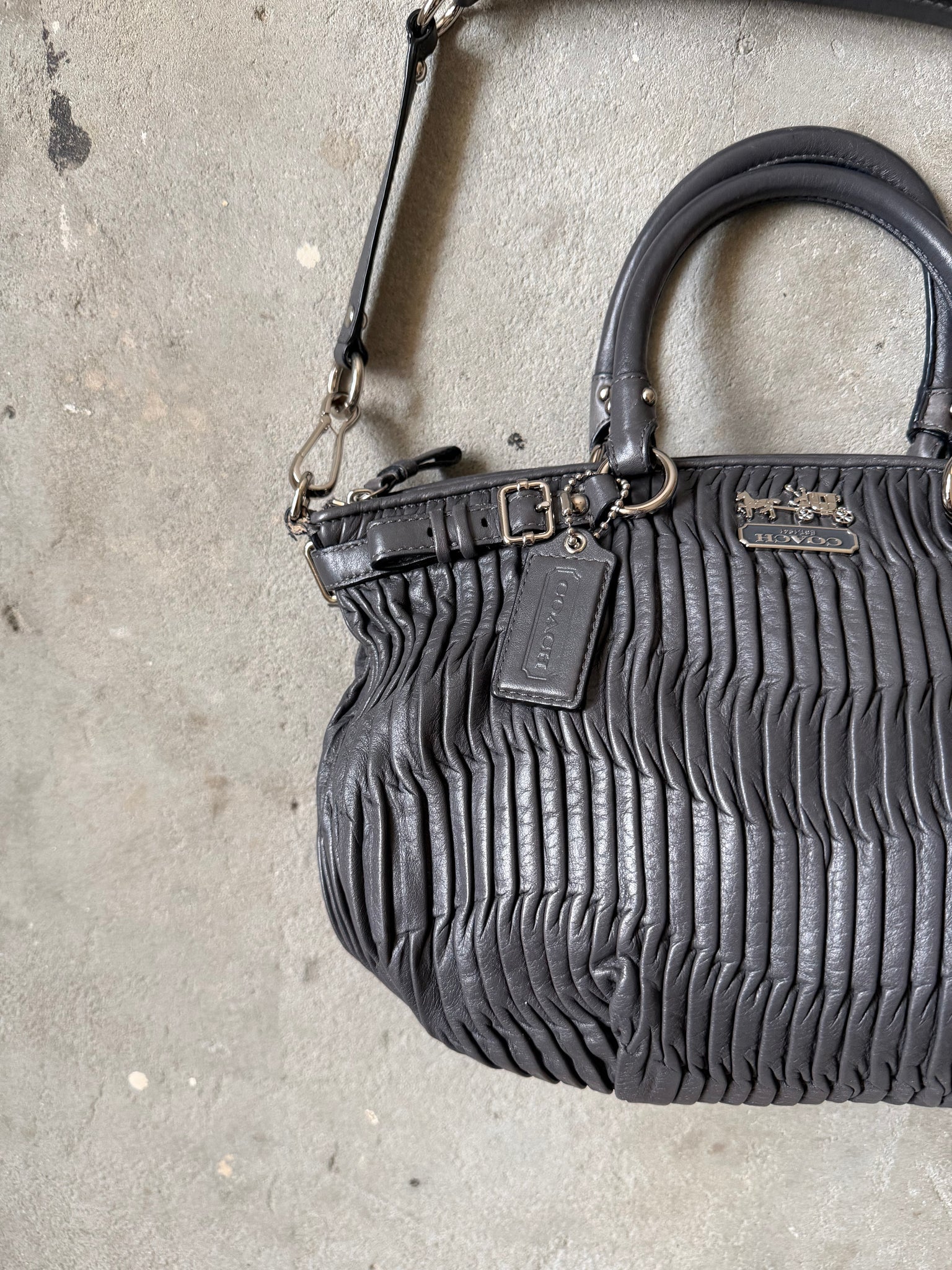 Coach 2Way Sophia Madison Pleated Shoulder Bag Grey