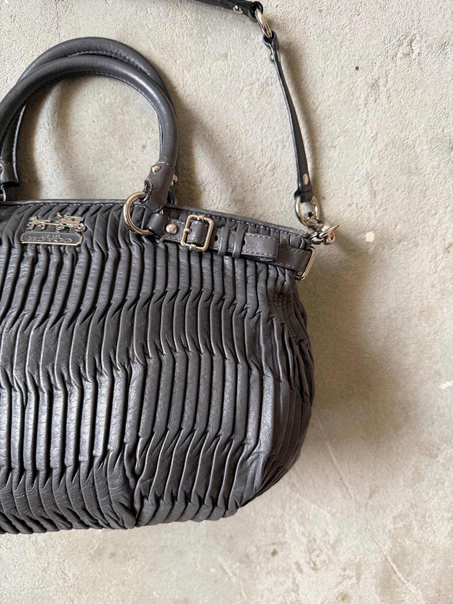 Coach 2Way Sophia Madison Pleated Shoulder Bag Grey