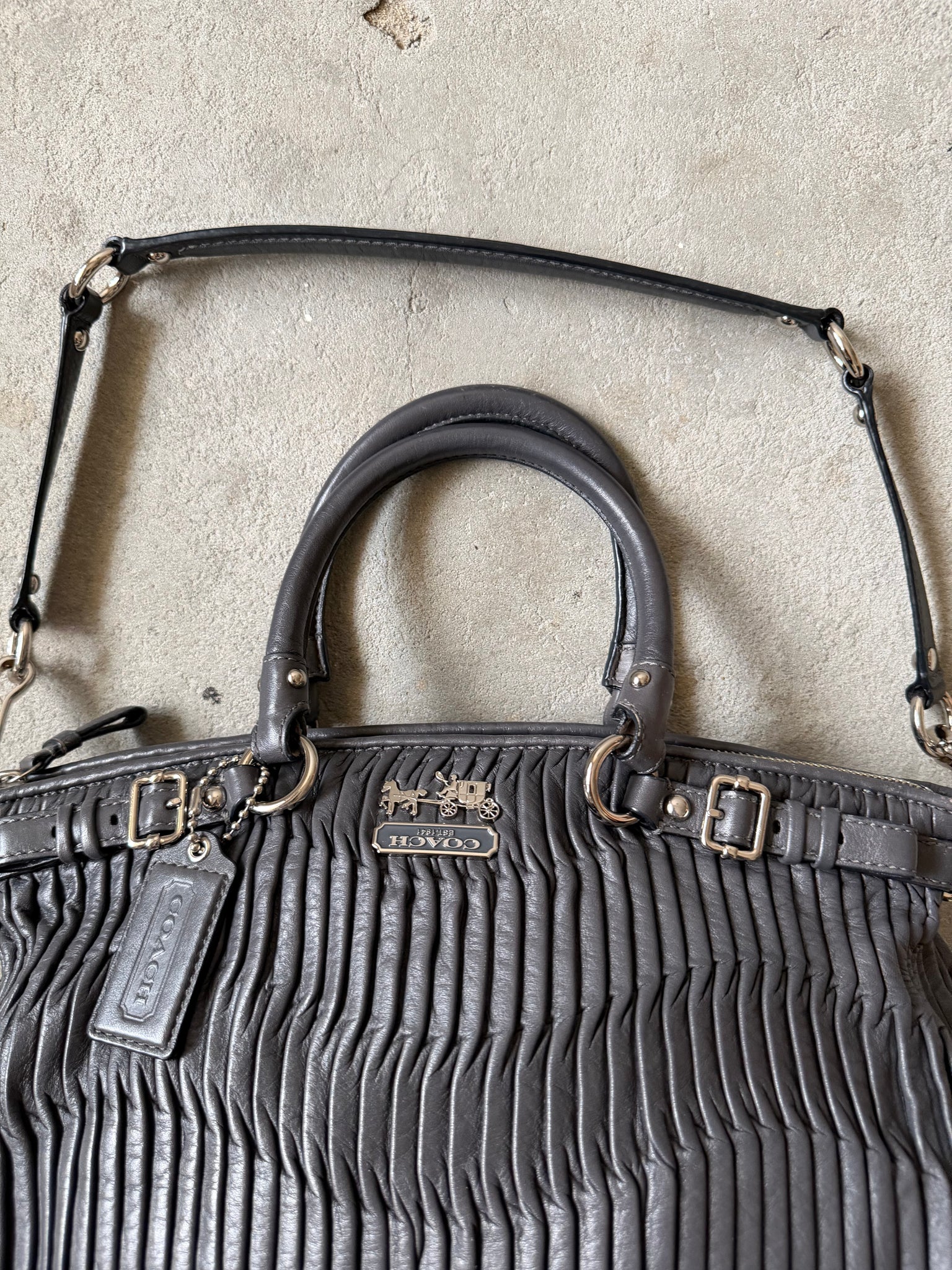 Coach 2Way Sophia Madison Pleated Shoulder Bag Grey