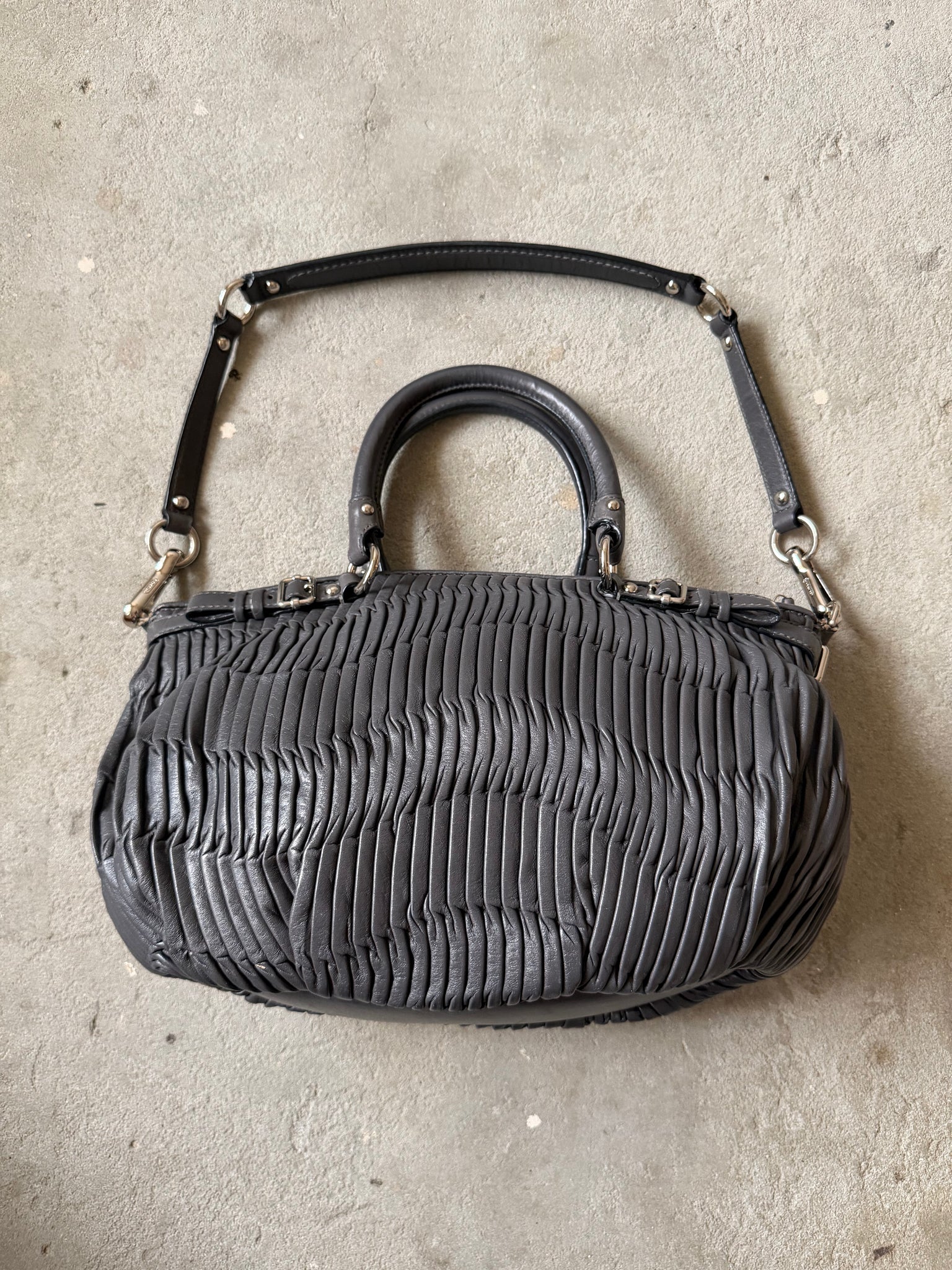 Coach 2Way Sophia Madison Pleated Shoulder Bag Grey