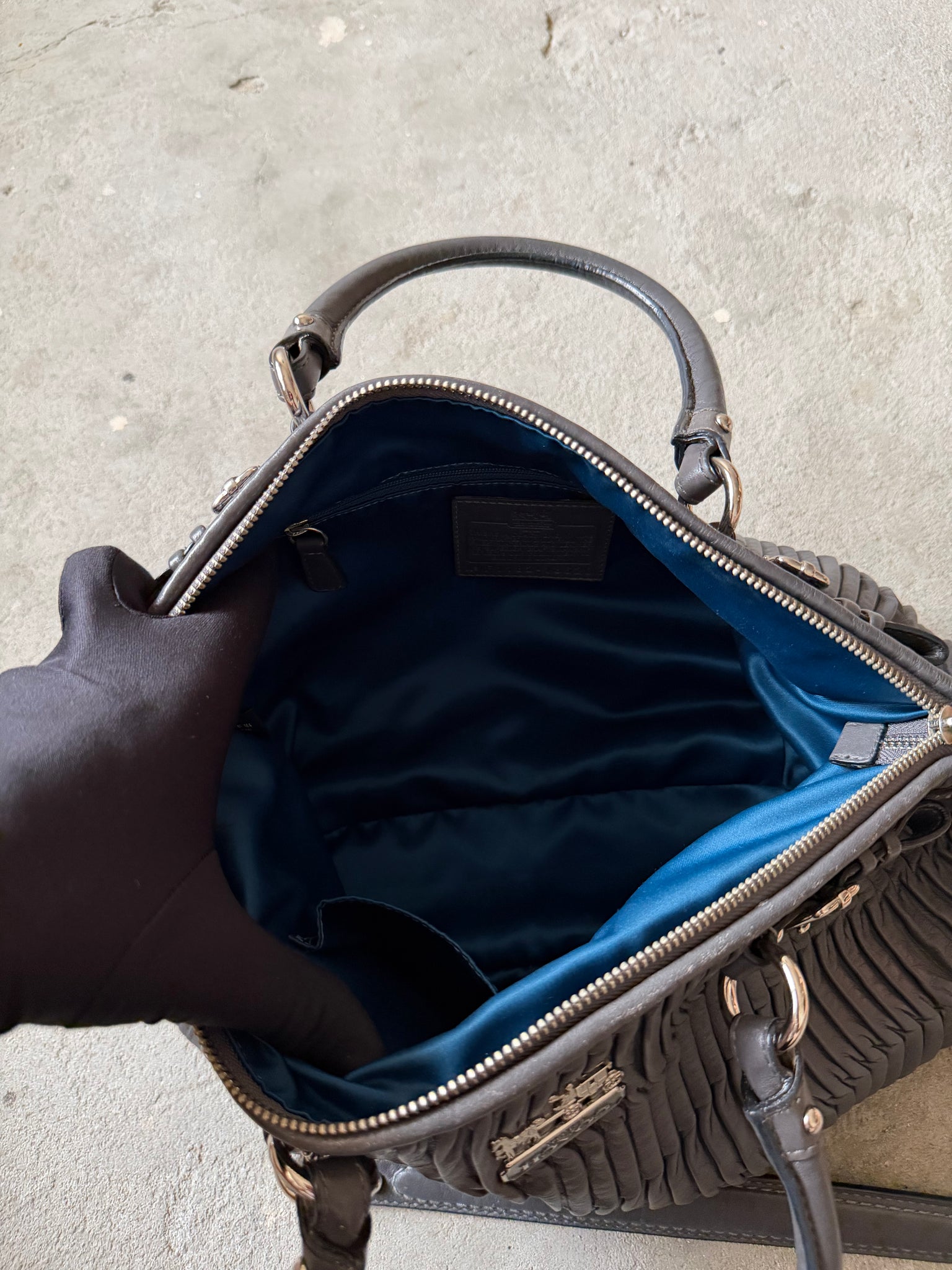 Coach 2Way Sophia Madison Pleated Shoulder Bag Grey