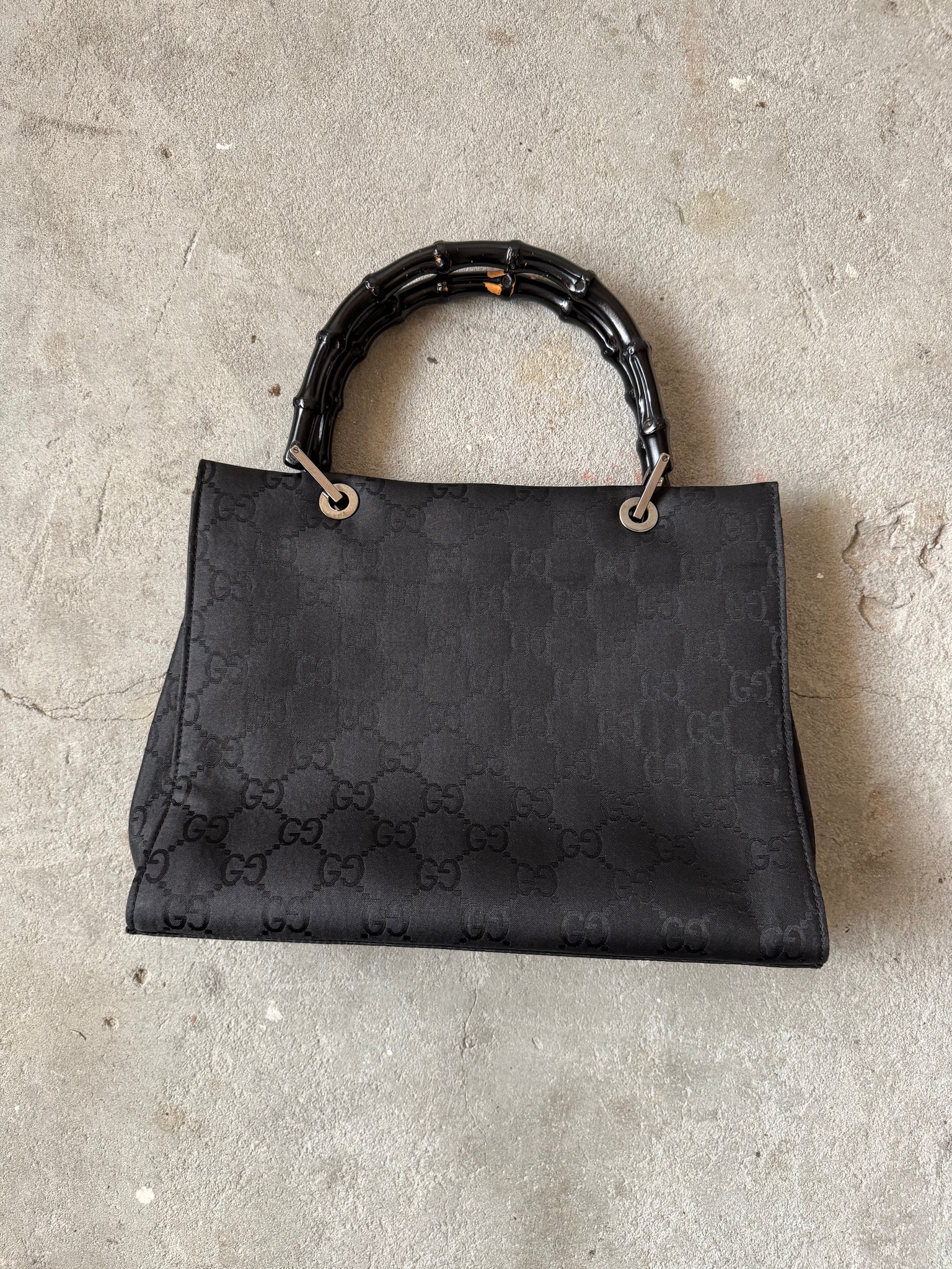 Gucci GG Monogram Bamboo Nylon Tote Bag Black