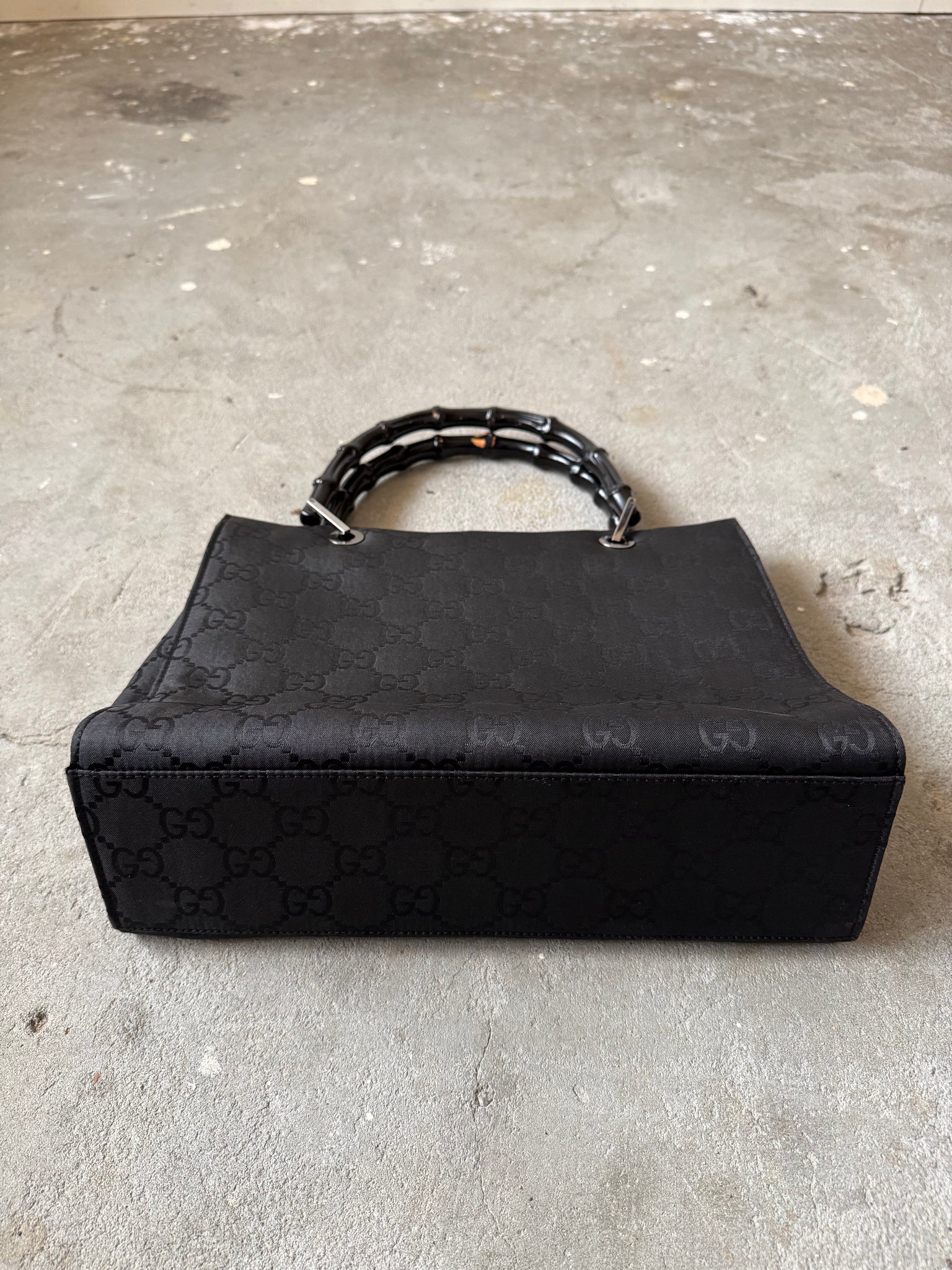 Gucci GG Monogram Bamboo Nylon Tote Bag Black