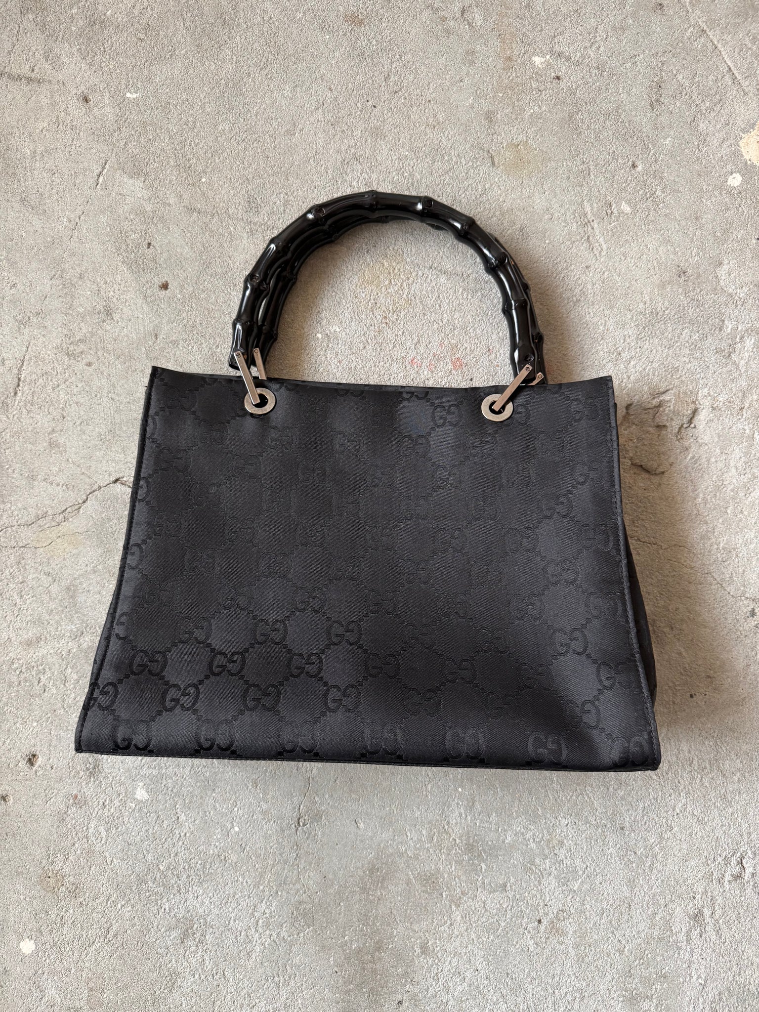 Gucci GG Monogram Bamboo Nylon Tote Bag Black