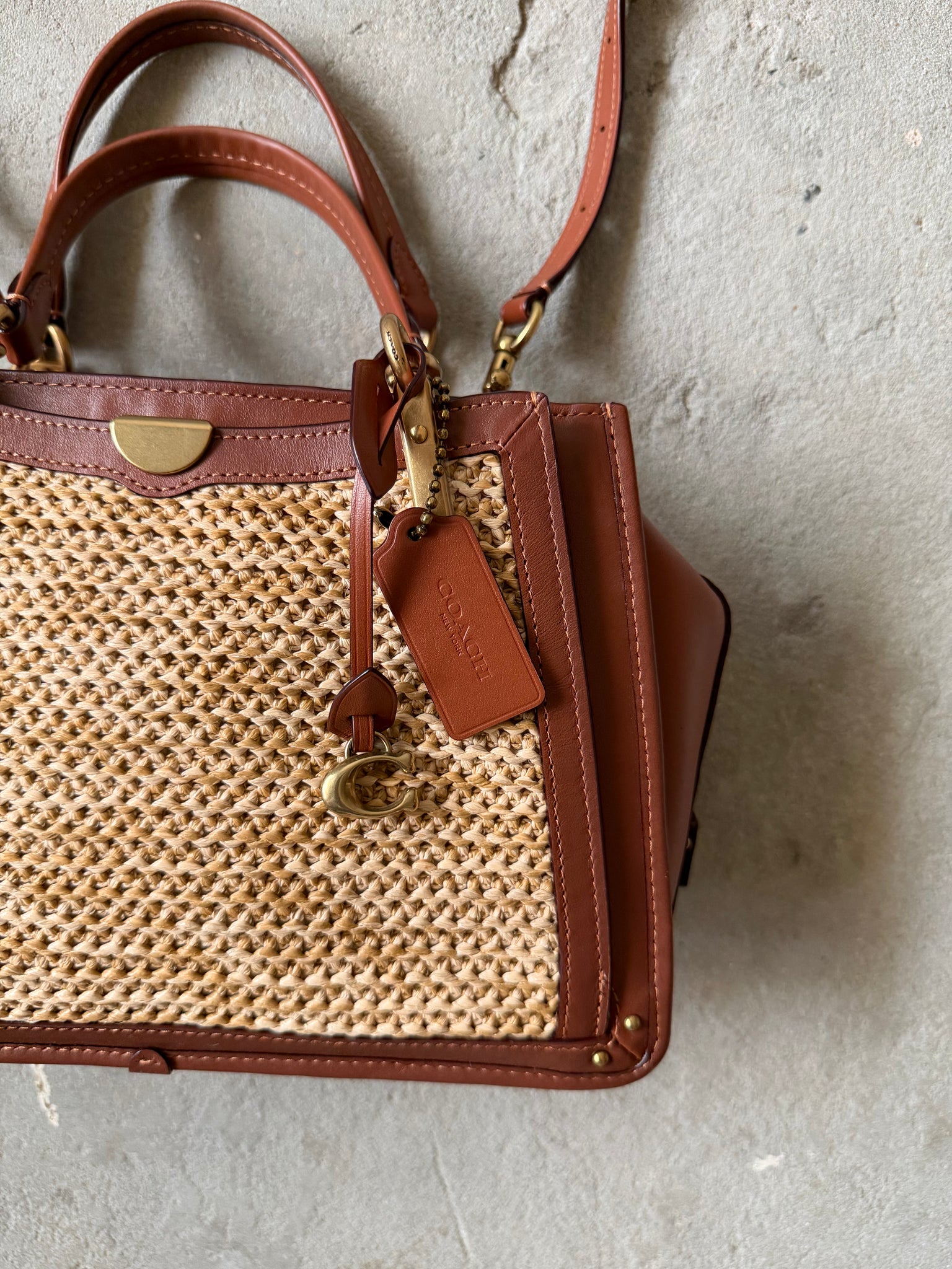 Coach 2Way Dreamer Straw Shoulder Bag Beige/Brown – Curated by Charbel