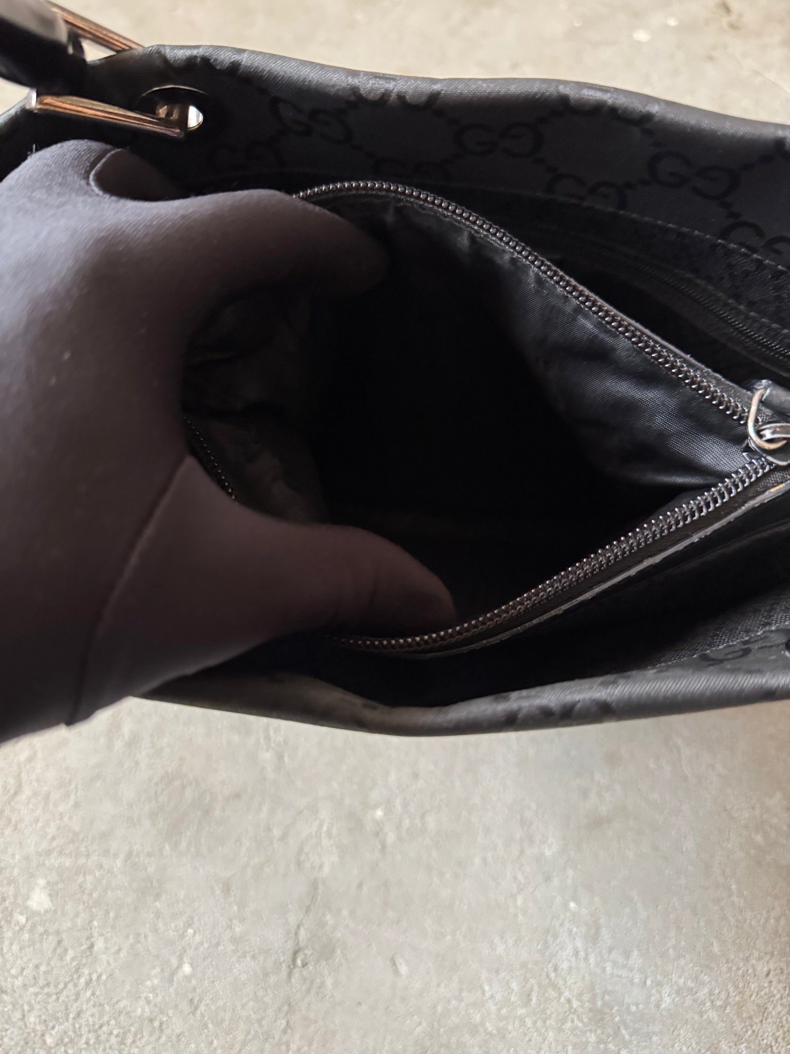 Gucci GG Monogram Bamboo Nylon Tote Bag Black