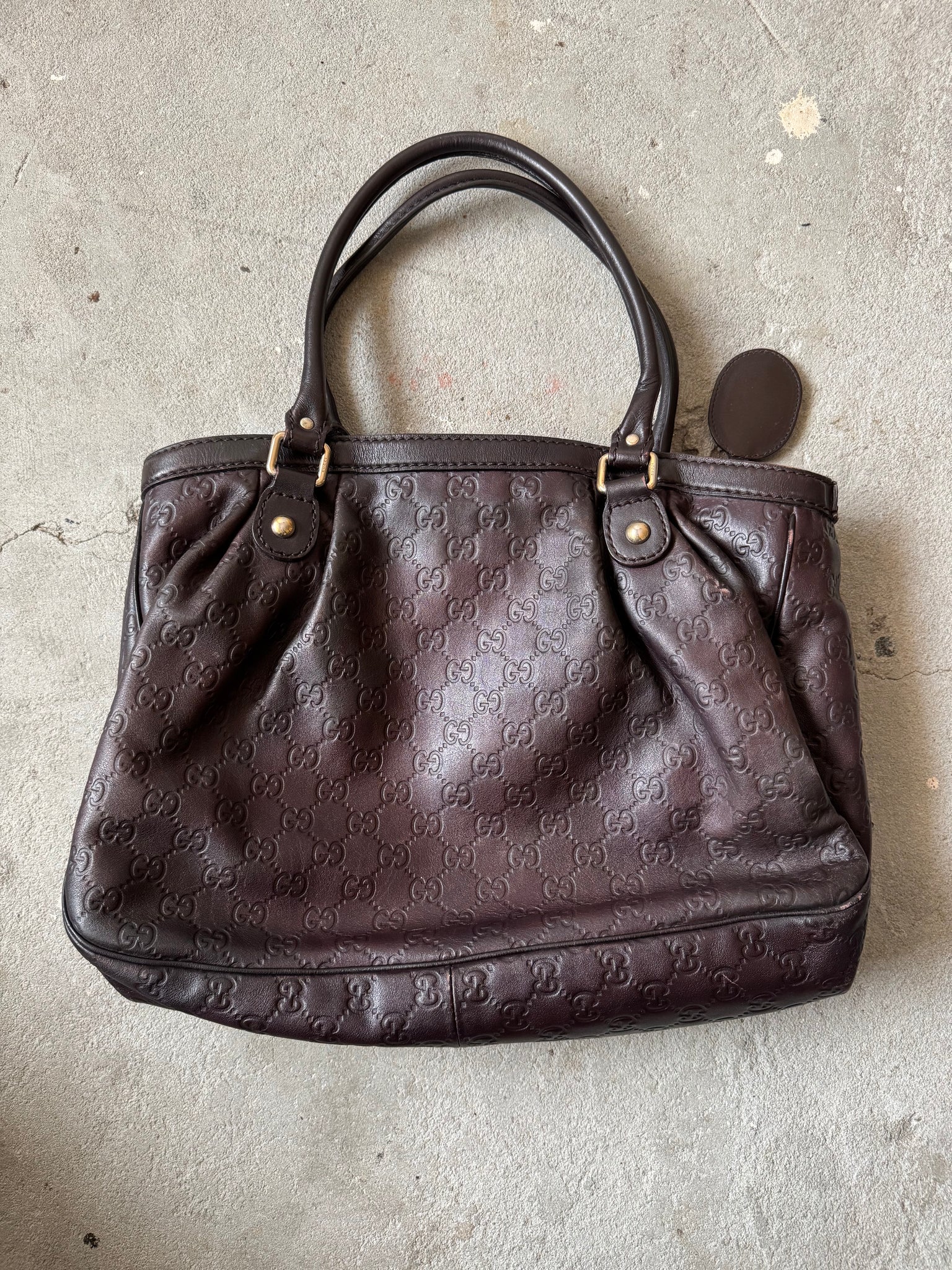Gucci GG Monogram Guccissima Sukey Leather Shoulder Bag Brown