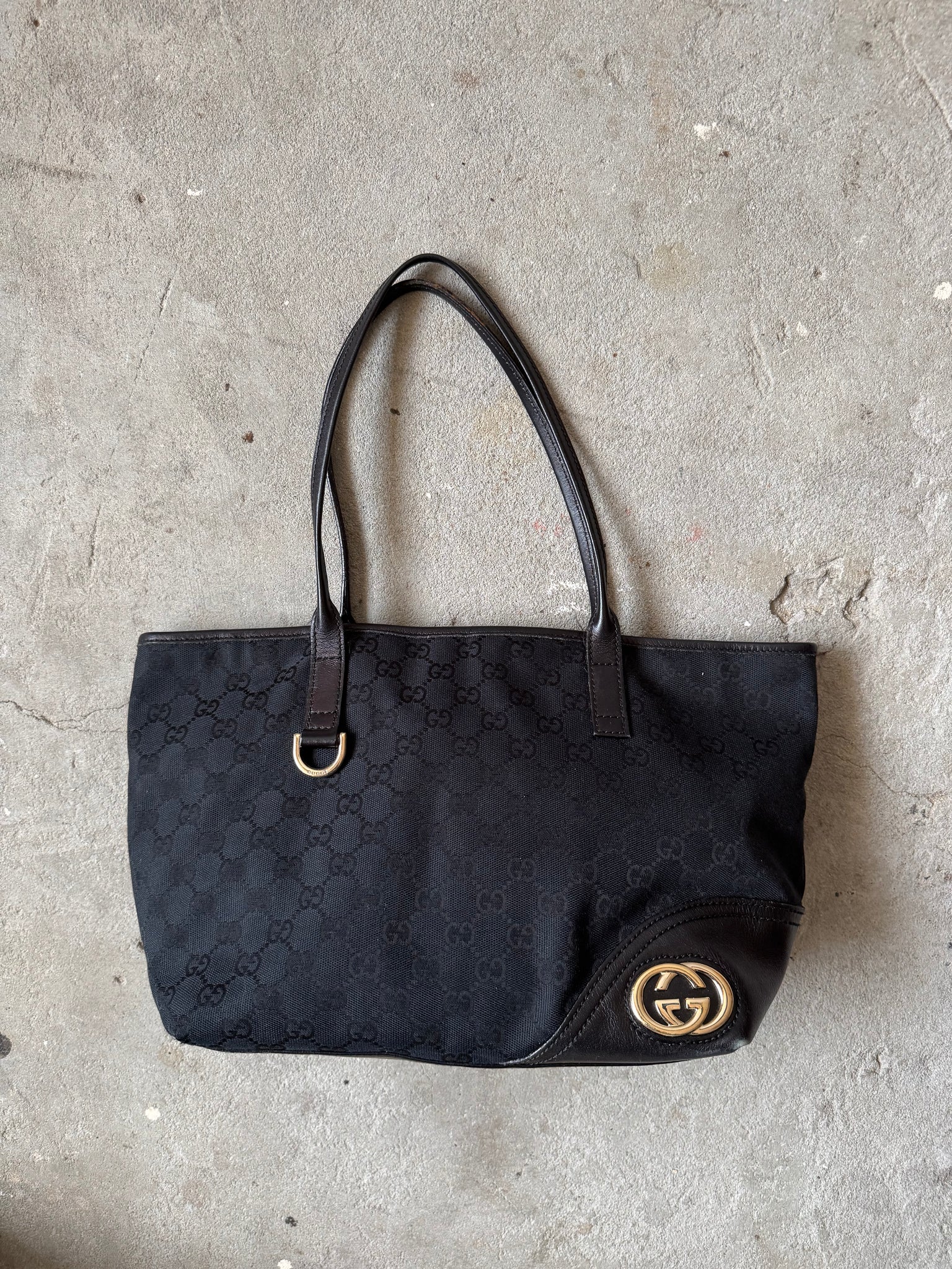 Gucci GG Monogram Shoulder Bag Black