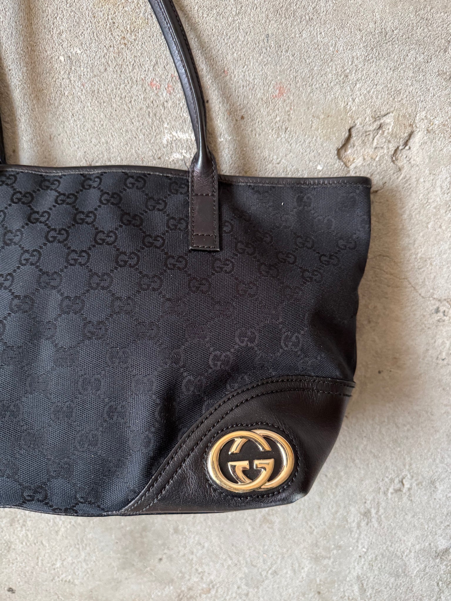 Gucci GG Monogram Shoulder Bag Black