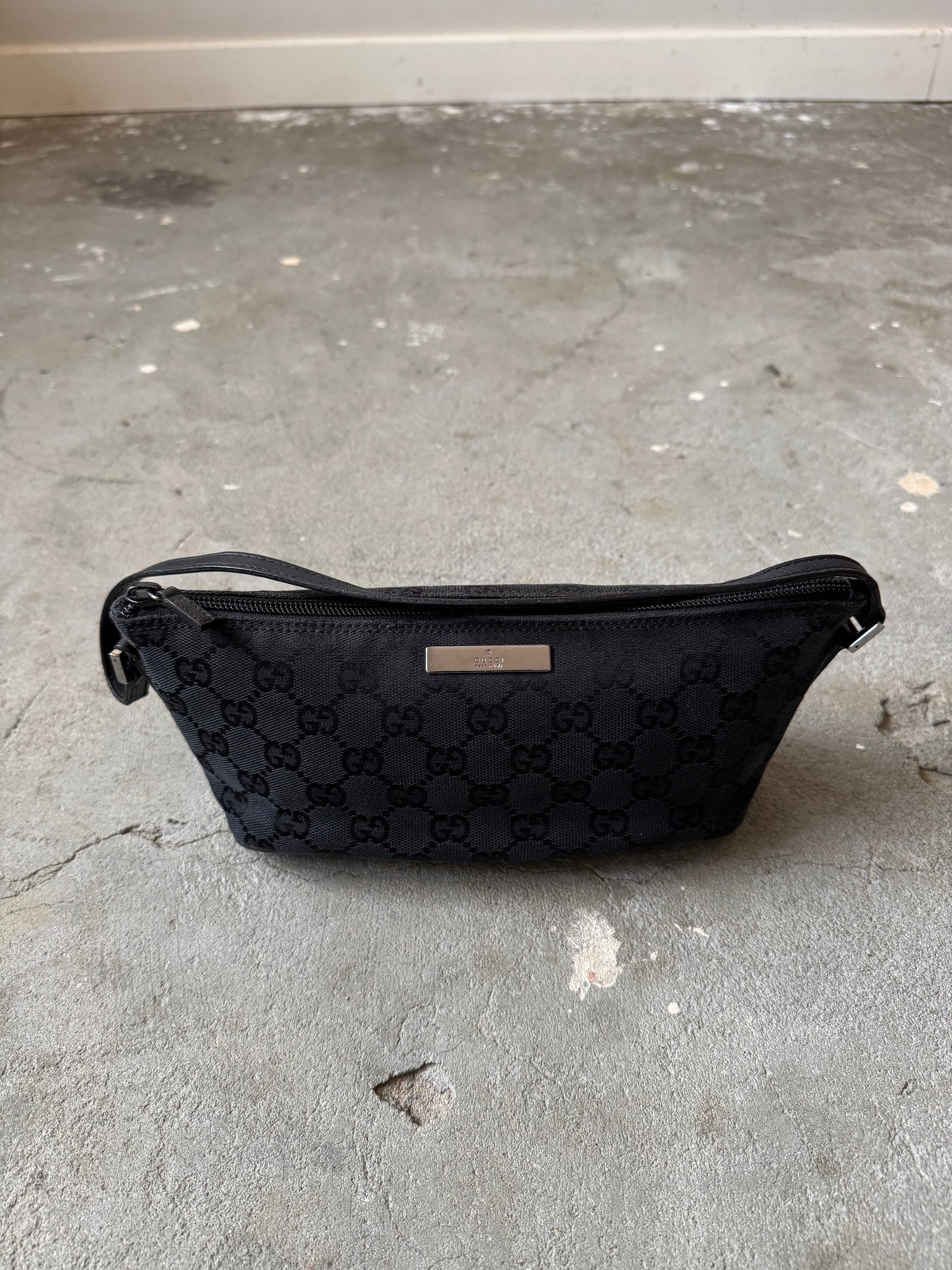 Gucci GG Monogram Pochette Boat Shoulder Bag Black