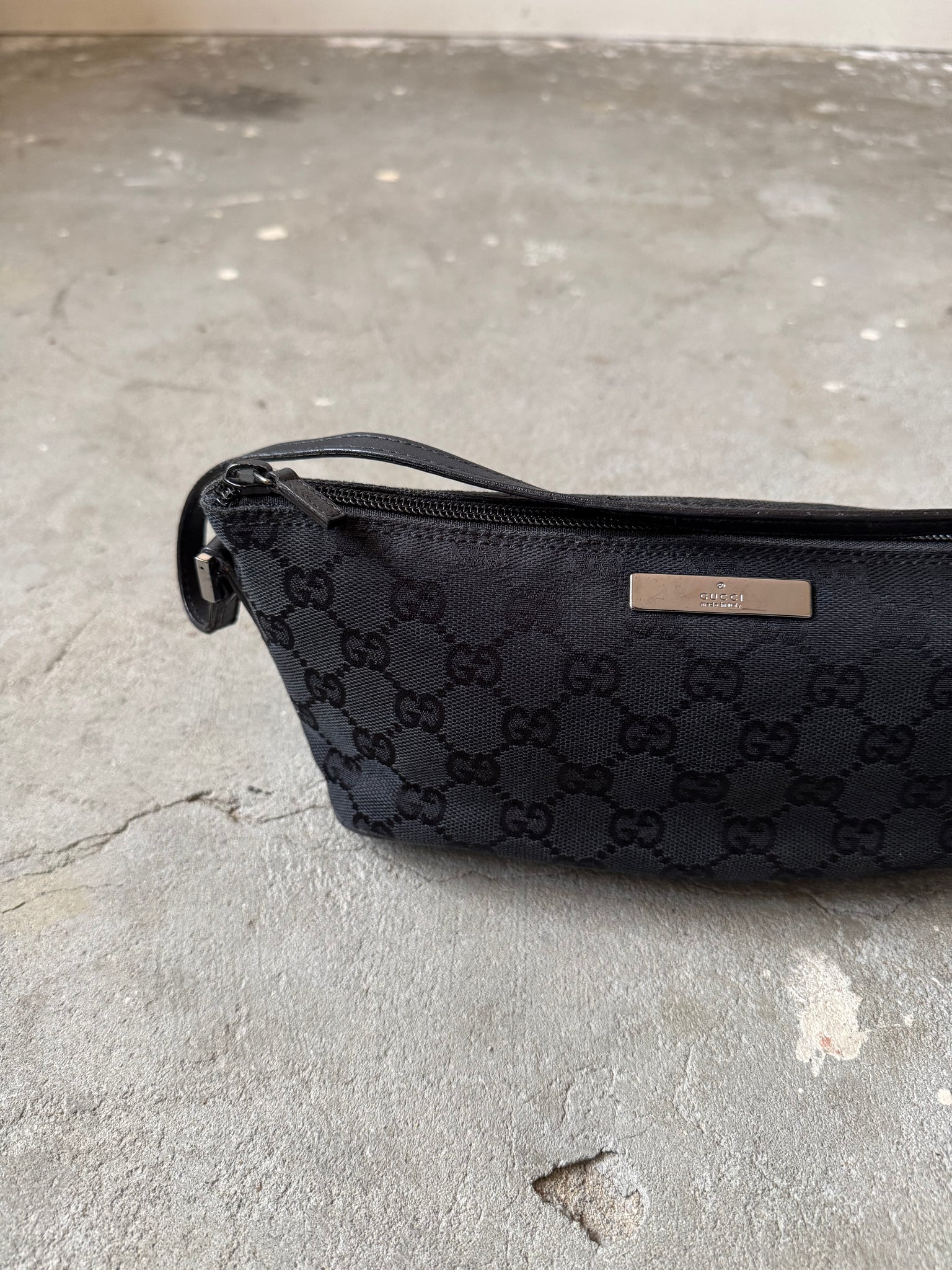 Gucci GG Monogram Pochette Boat Shoulder Bag Black