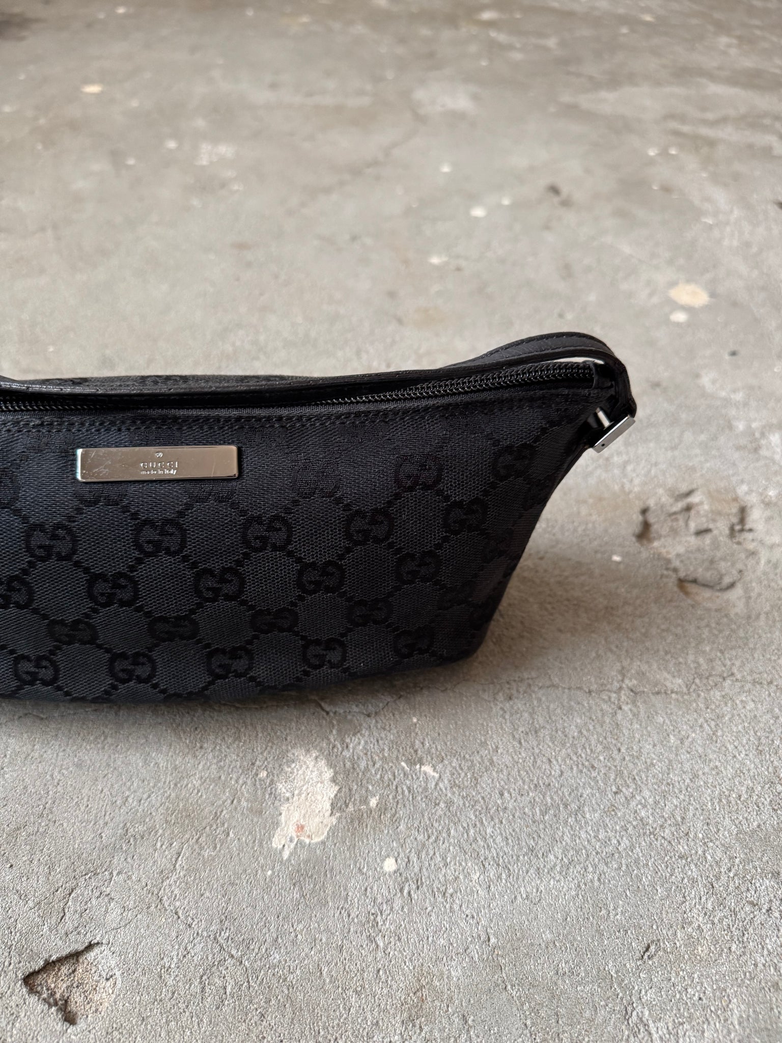 Gucci GG Monogram Pochette Boat Shoulder Bag Black