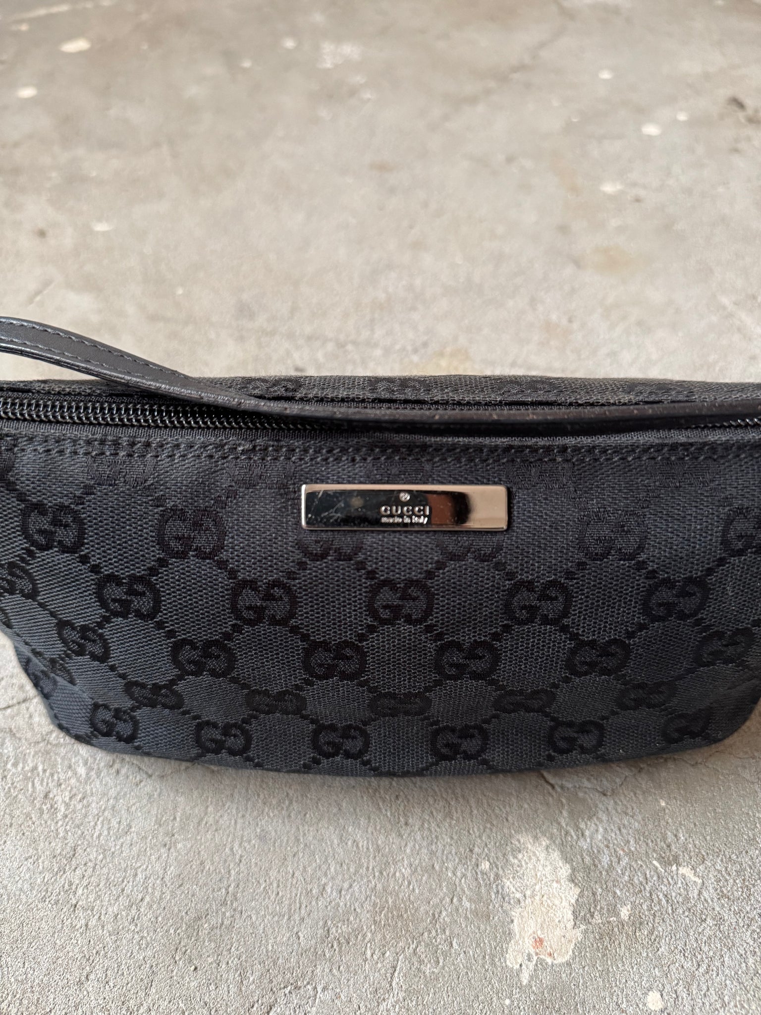 Gucci GG Monogram Pochette Boat Shoulder Bag Black