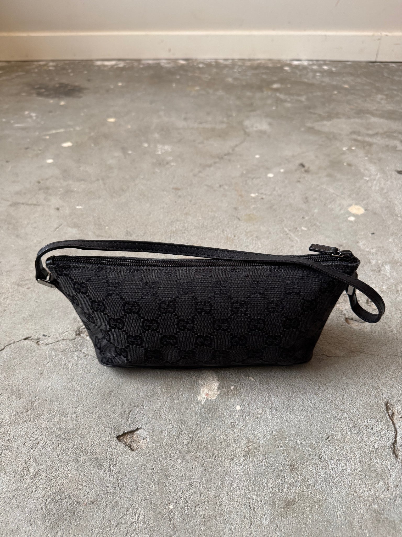 Gucci GG Monogram Pochette Boat Shoulder Bag Black