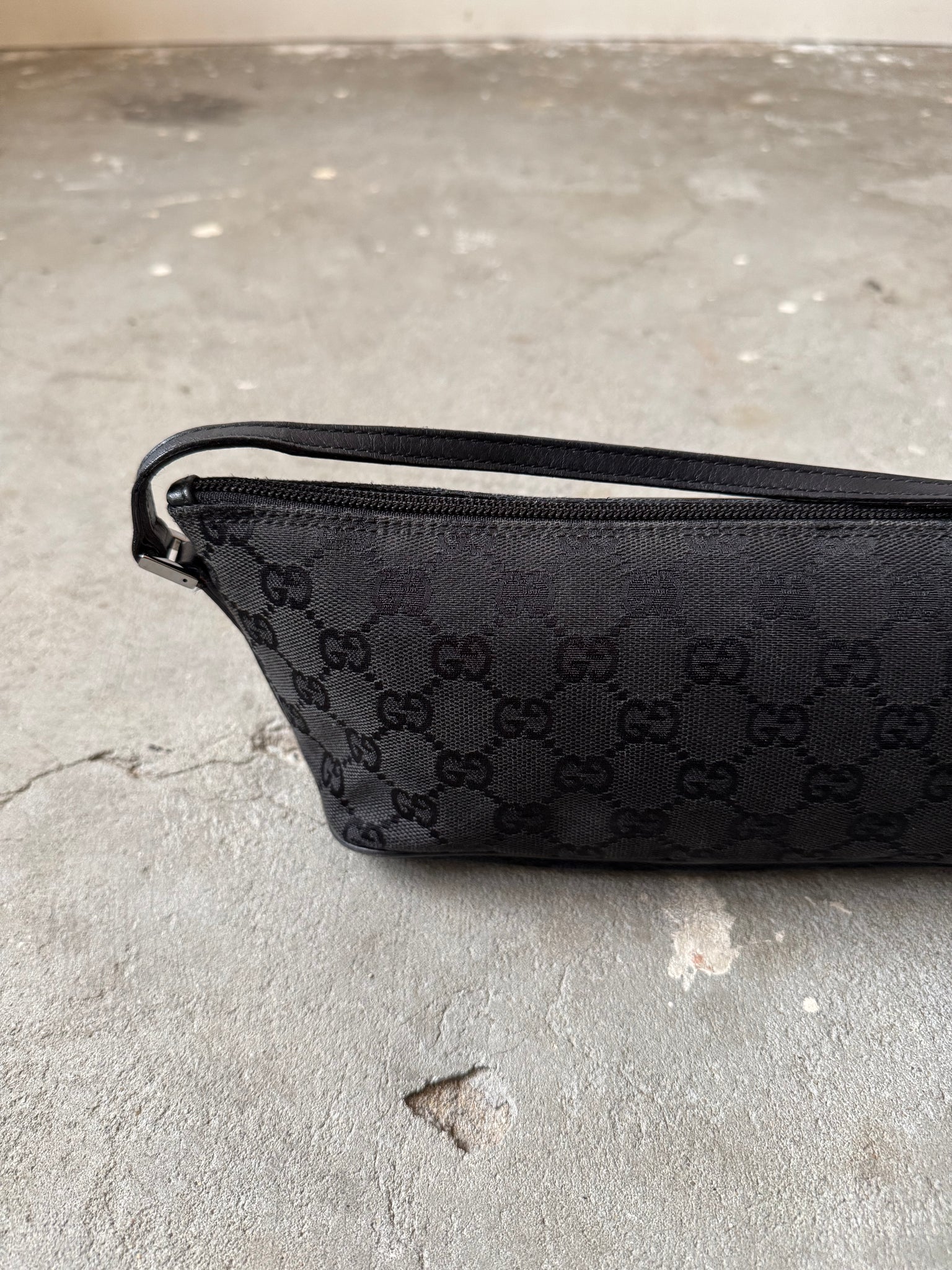 Gucci GG Monogram Pochette Boat Shoulder Bag Black