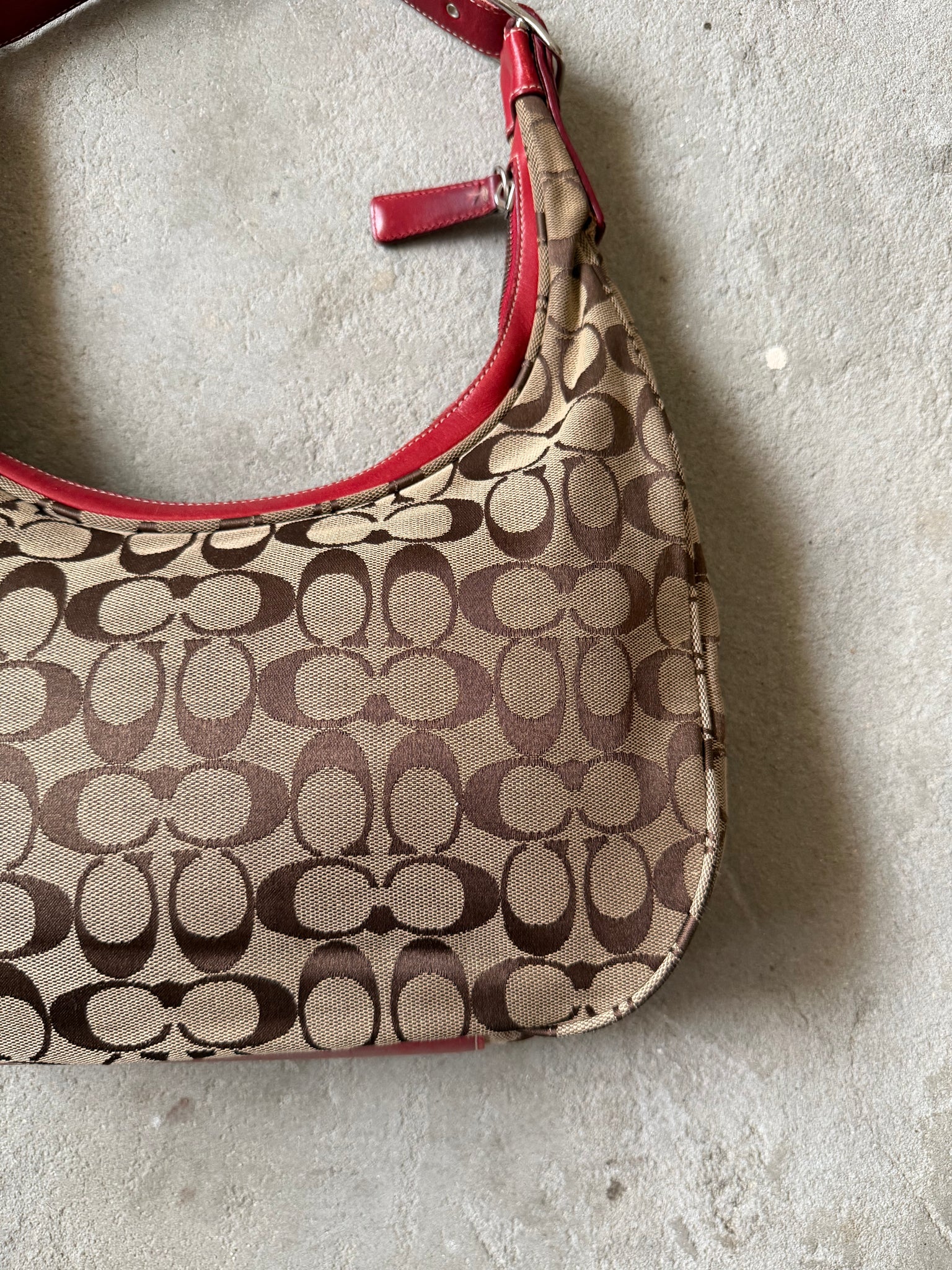 Coach Signature Hamilton Hobo Shoulder Bag Beige/Red