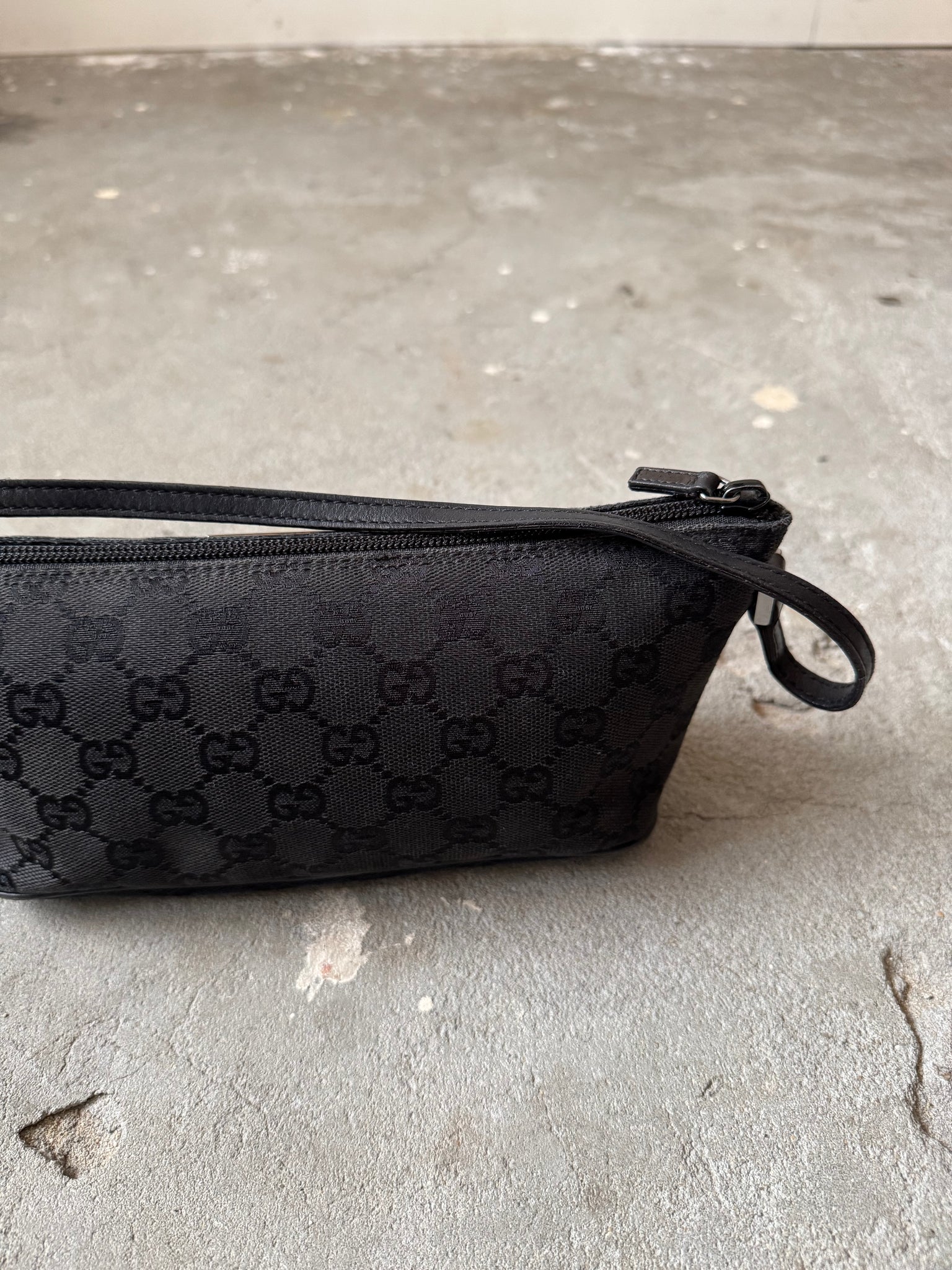 Gucci GG Monogram Pochette Boat Shoulder Bag Black