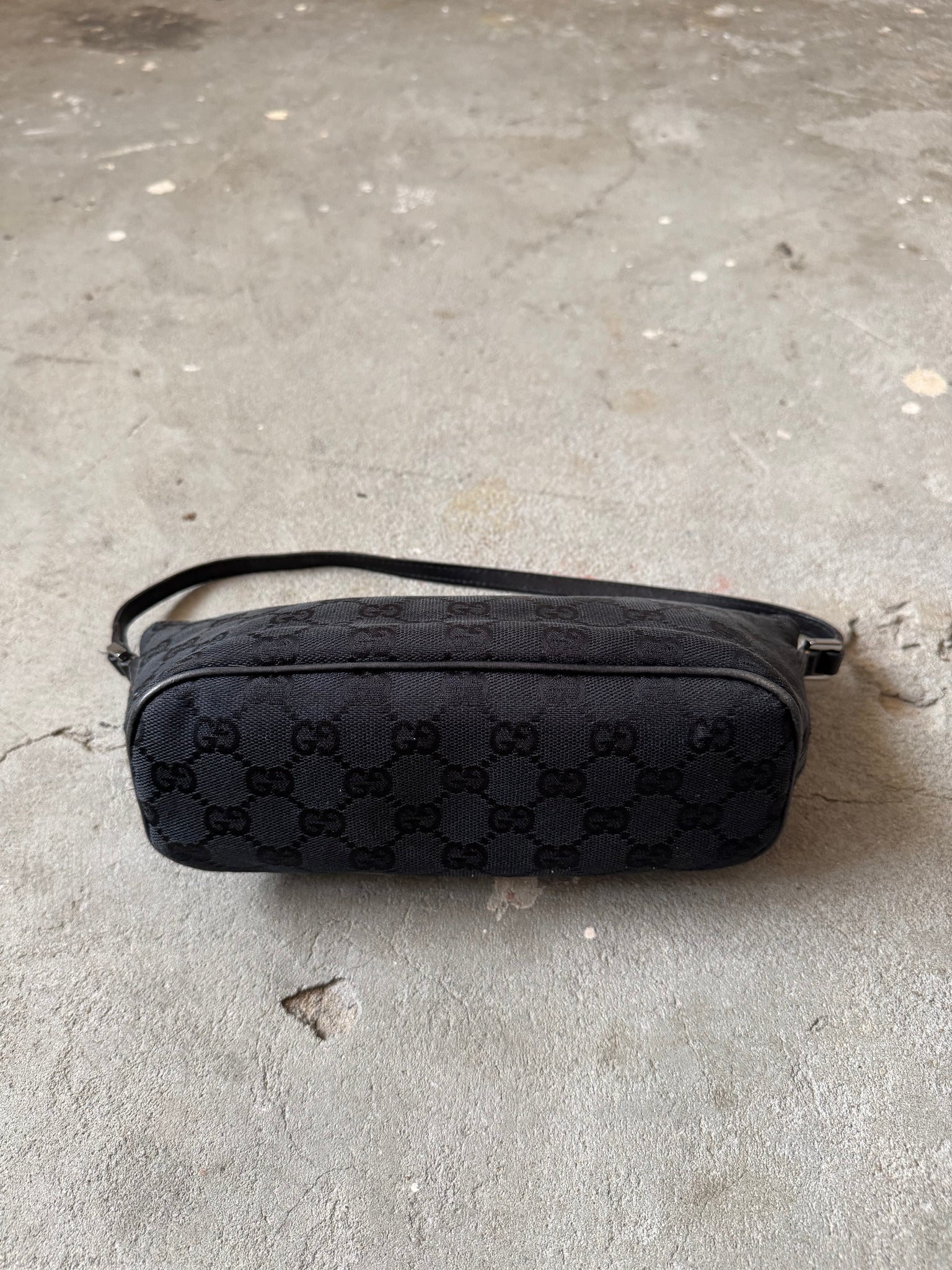Gucci GG Monogram Pochette Boat Shoulder Bag Black