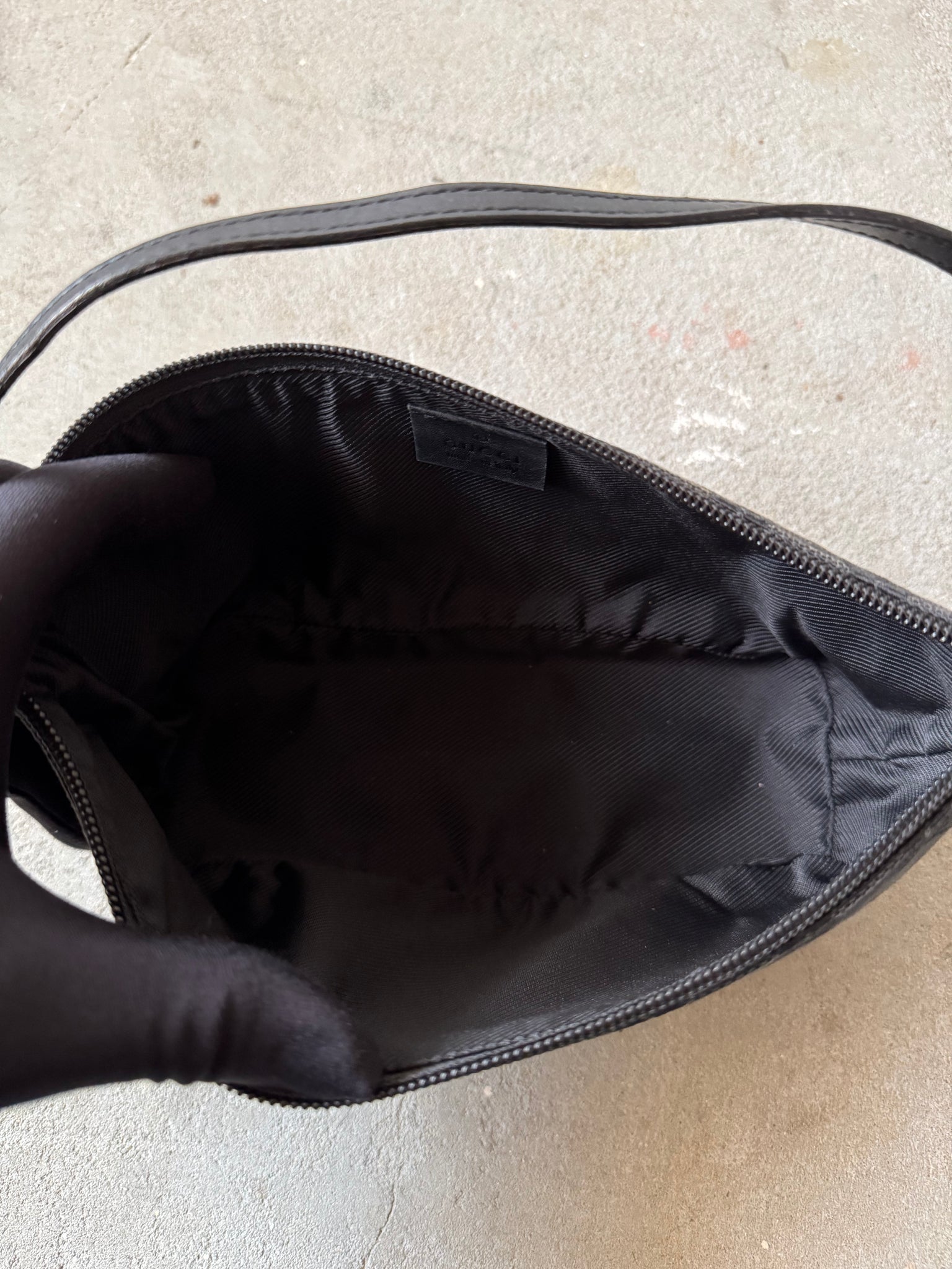 Gucci GG Monogram Pochette Boat Shoulder Bag Black