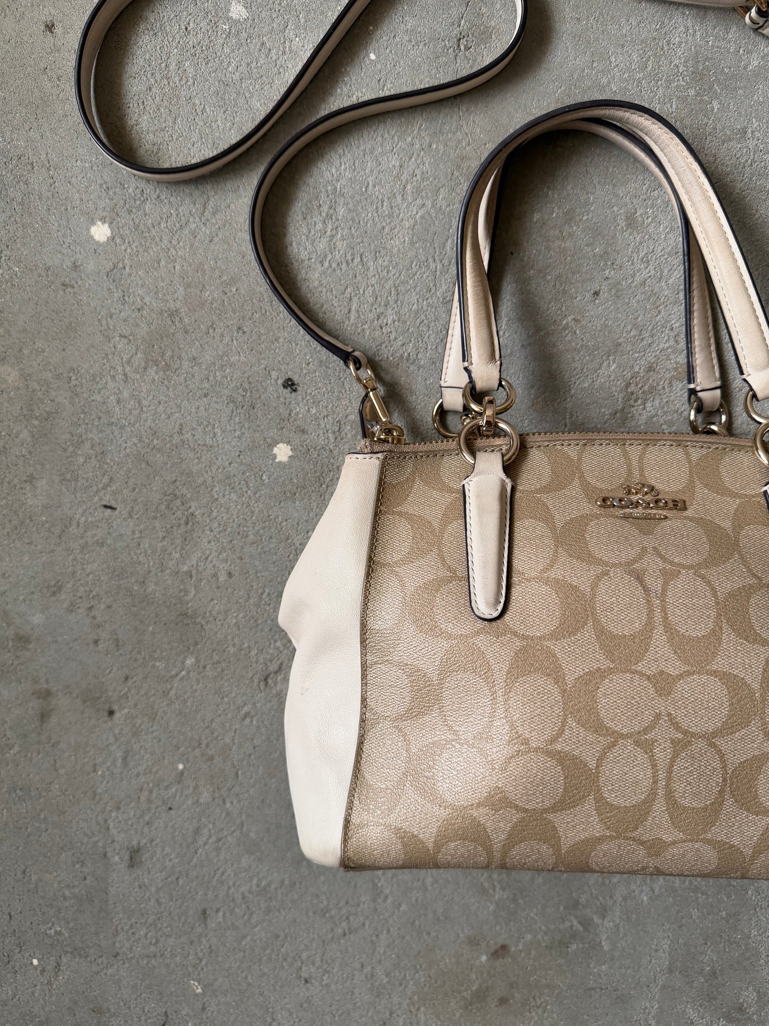 Coach 2Way Christie Hand Bag Beige/White