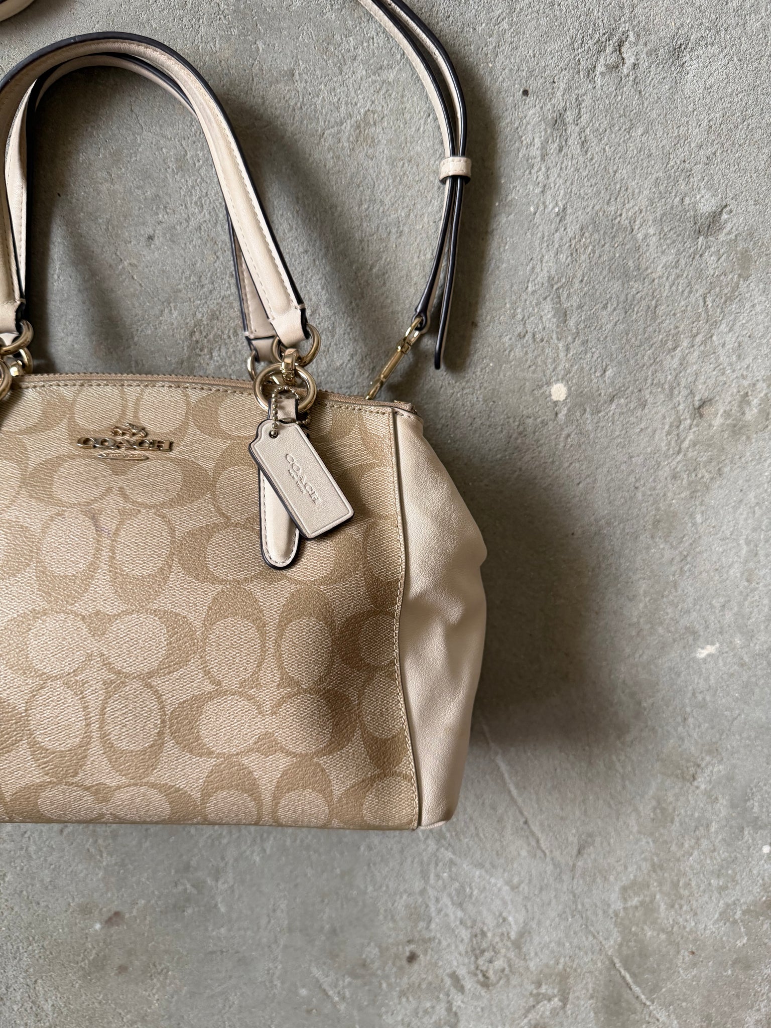 Coach 2Way Christie Hand Bag Beige/White