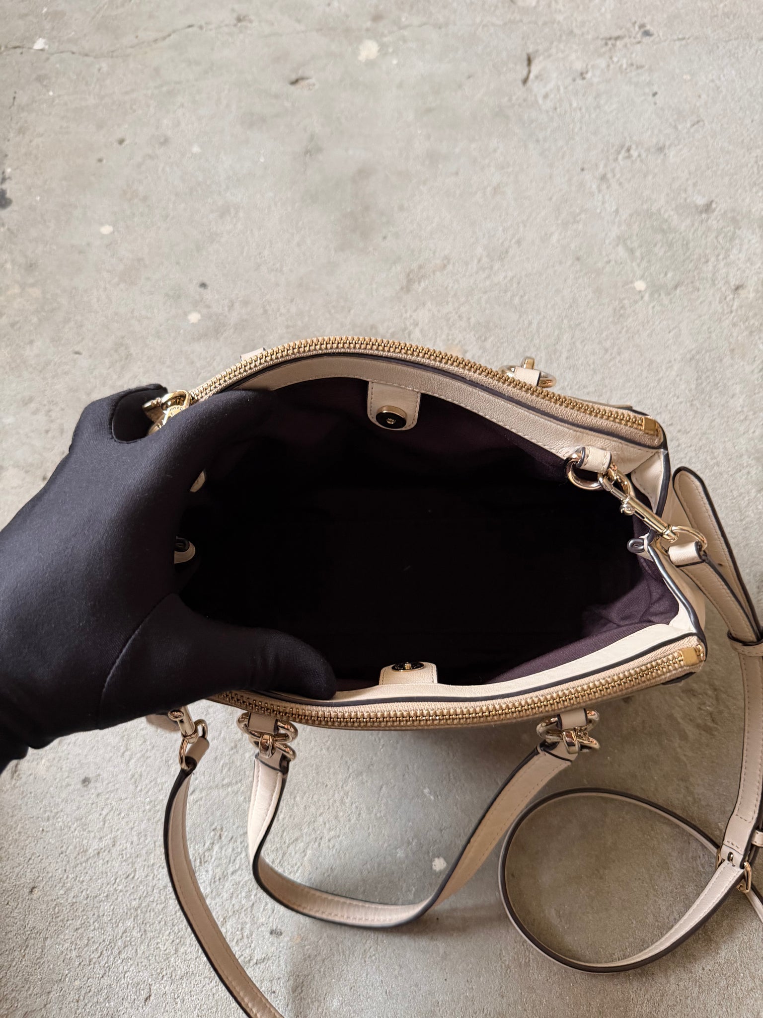 Coach 2Way Christie Hand Bag Beige/White