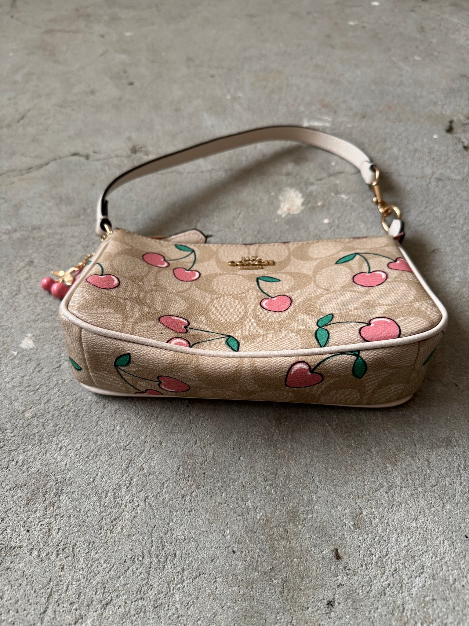 Coach Signature Cherry Nolita 19 Shoulder Bag Beige/Pink