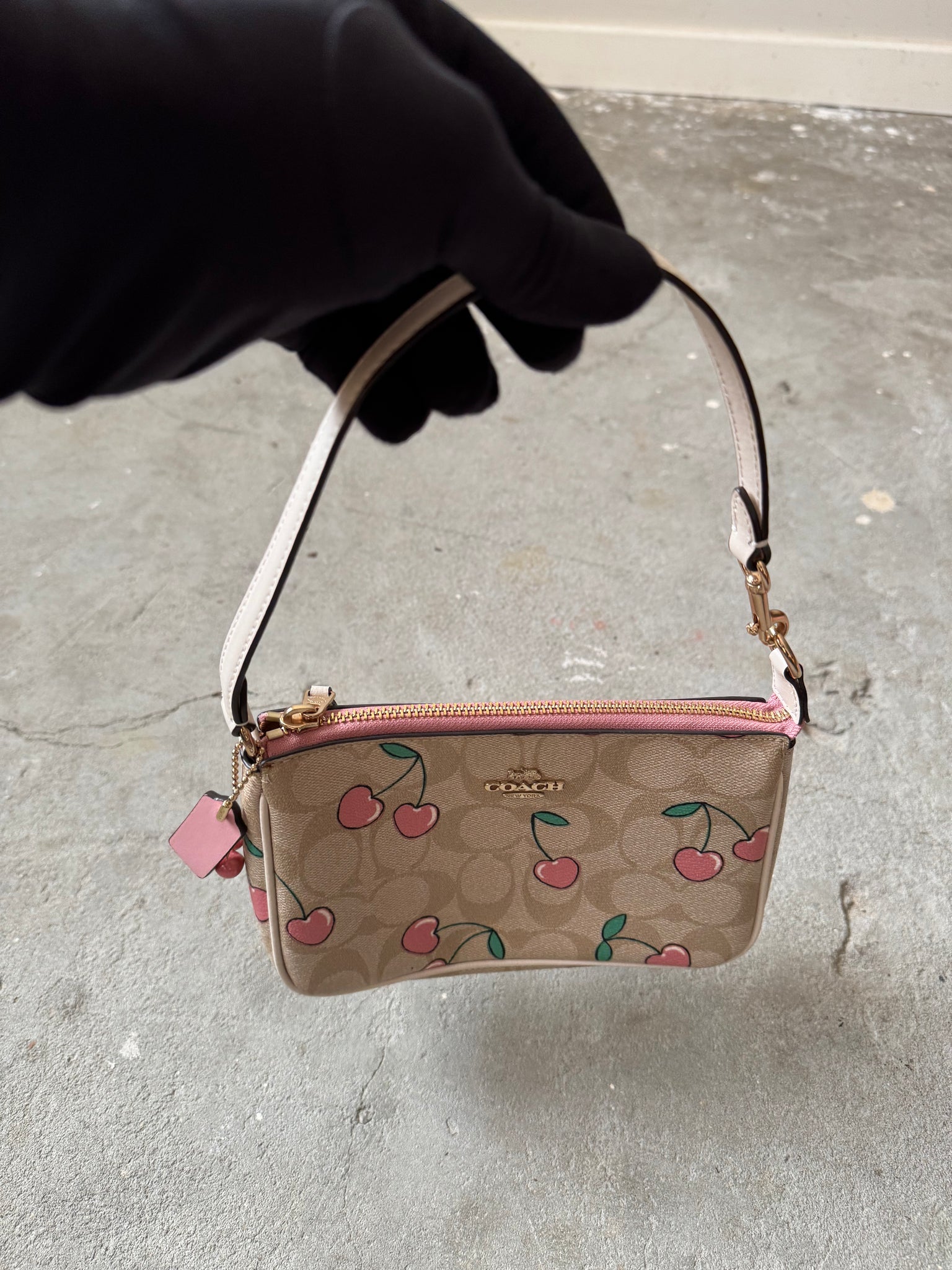 Coach Signature Cherry Nolita 19 Shoulder Bag Beige/Pink
