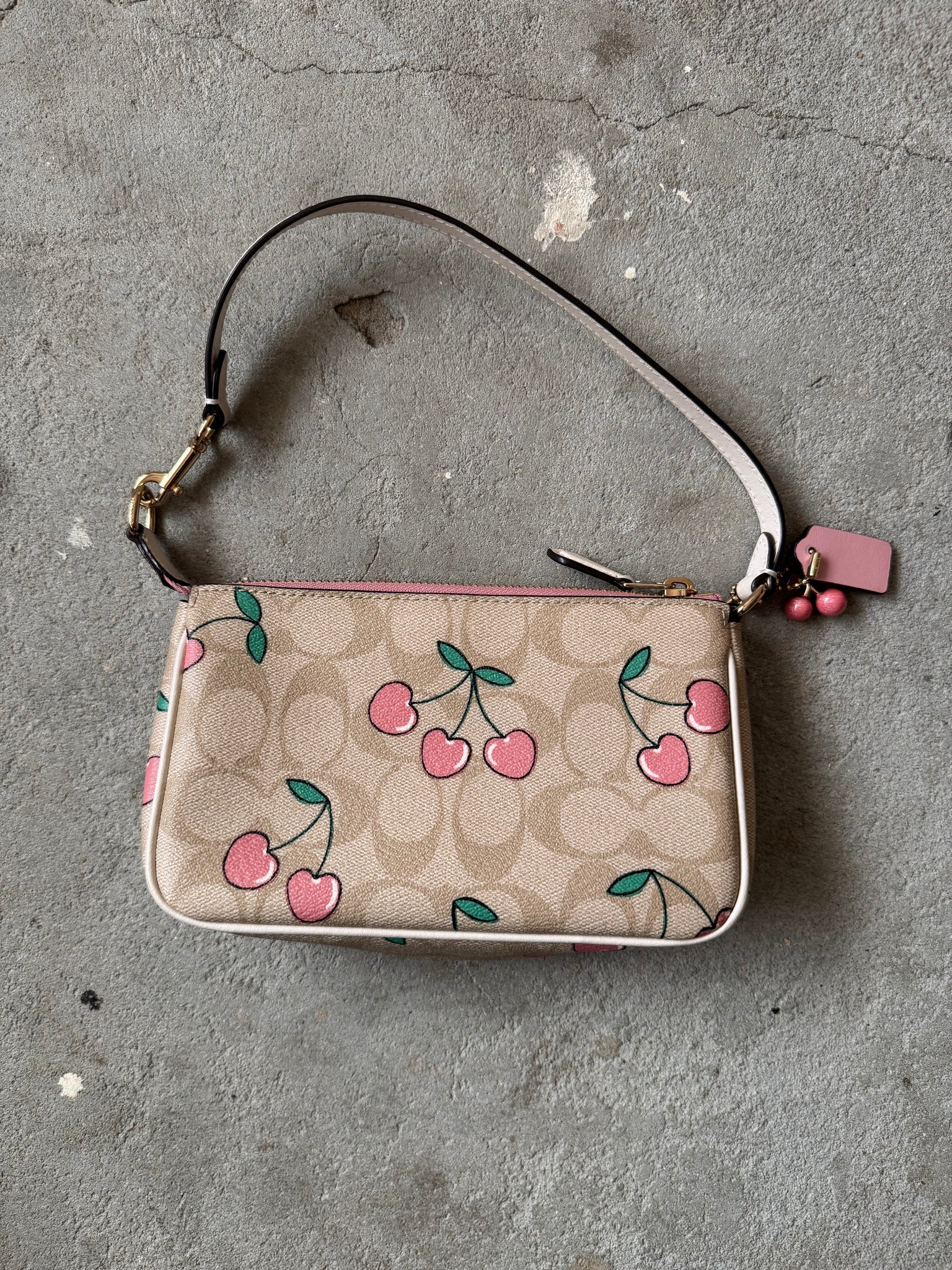 Coach Signature Cherry Nolita 19 Shoulder Bag Beige/Pink