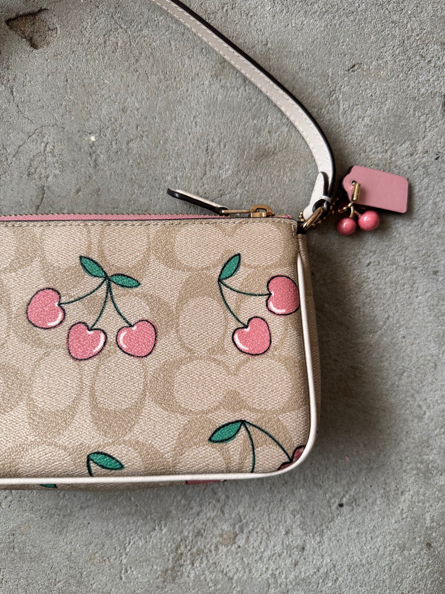 Coach Signature Cherry Nolita 19 Shoulder Bag Beige/Pink