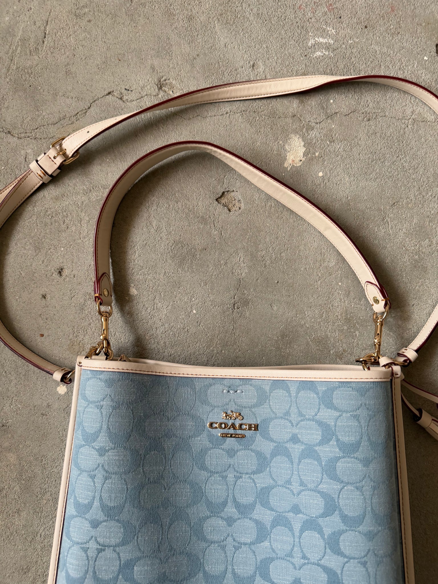 Coach 2Way Signature Mollie 22 Bucket Bag Blue/White