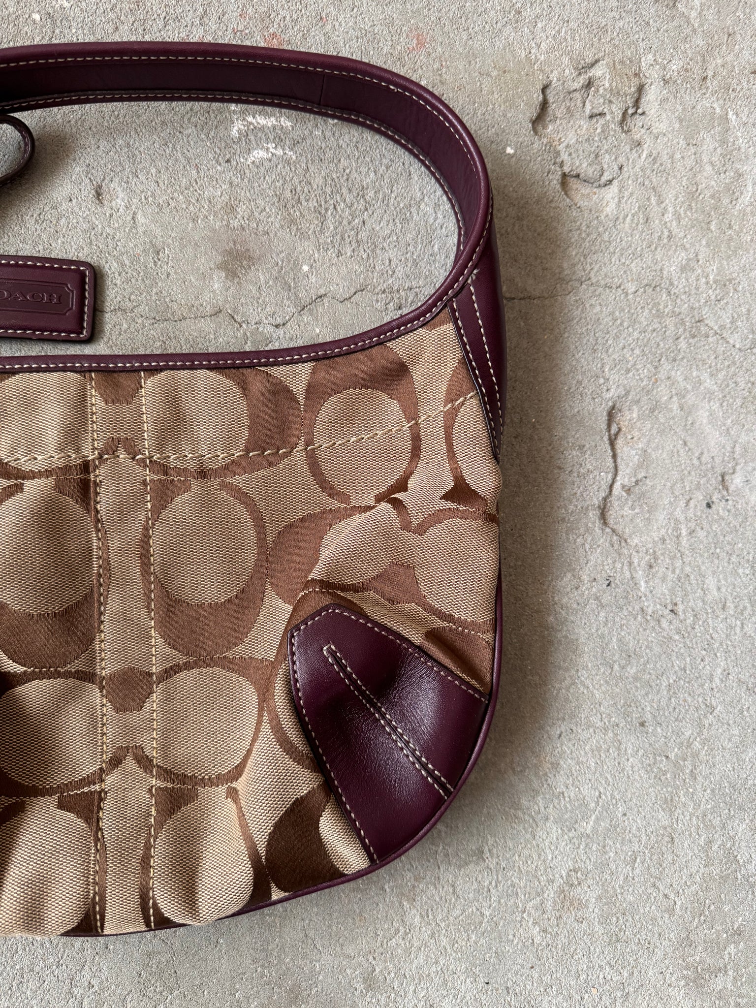 Coach Signature Mini Ergo Shoulder Bag Beige/Purple