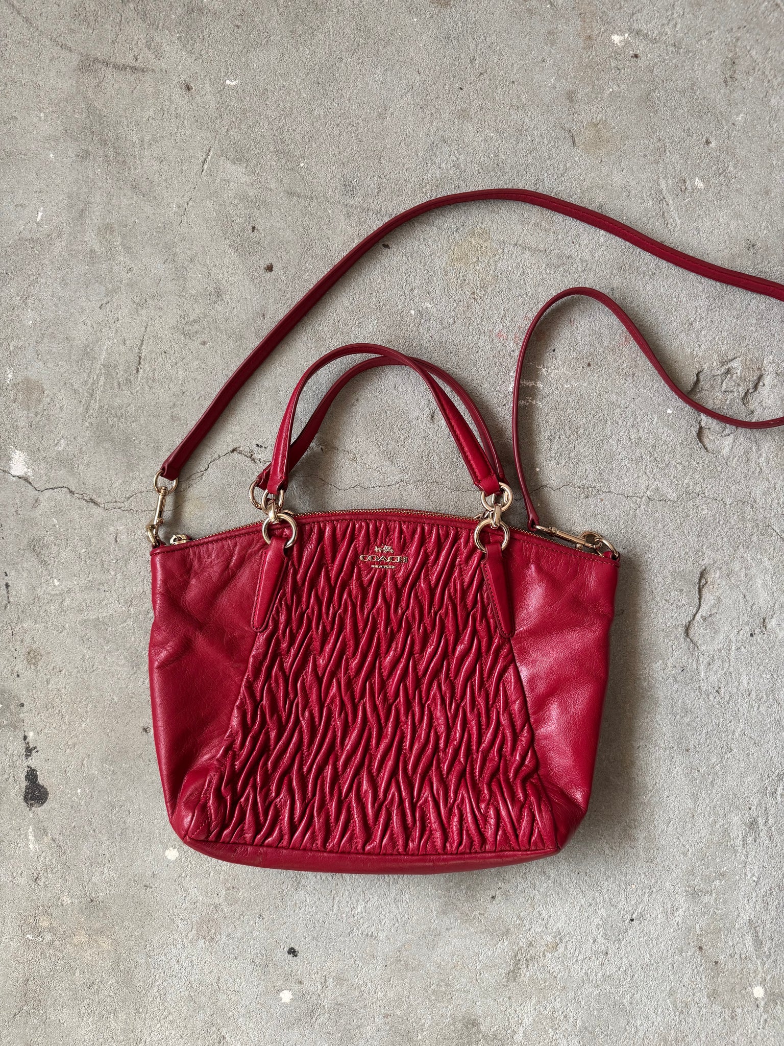 Coach 2Way Kelsey Quilted Shoulder Bag Red