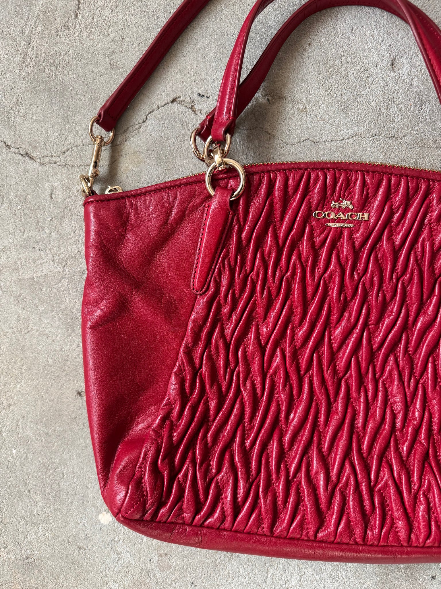 Coach 2Way Kelsey Quilted Shoulder Bag Red