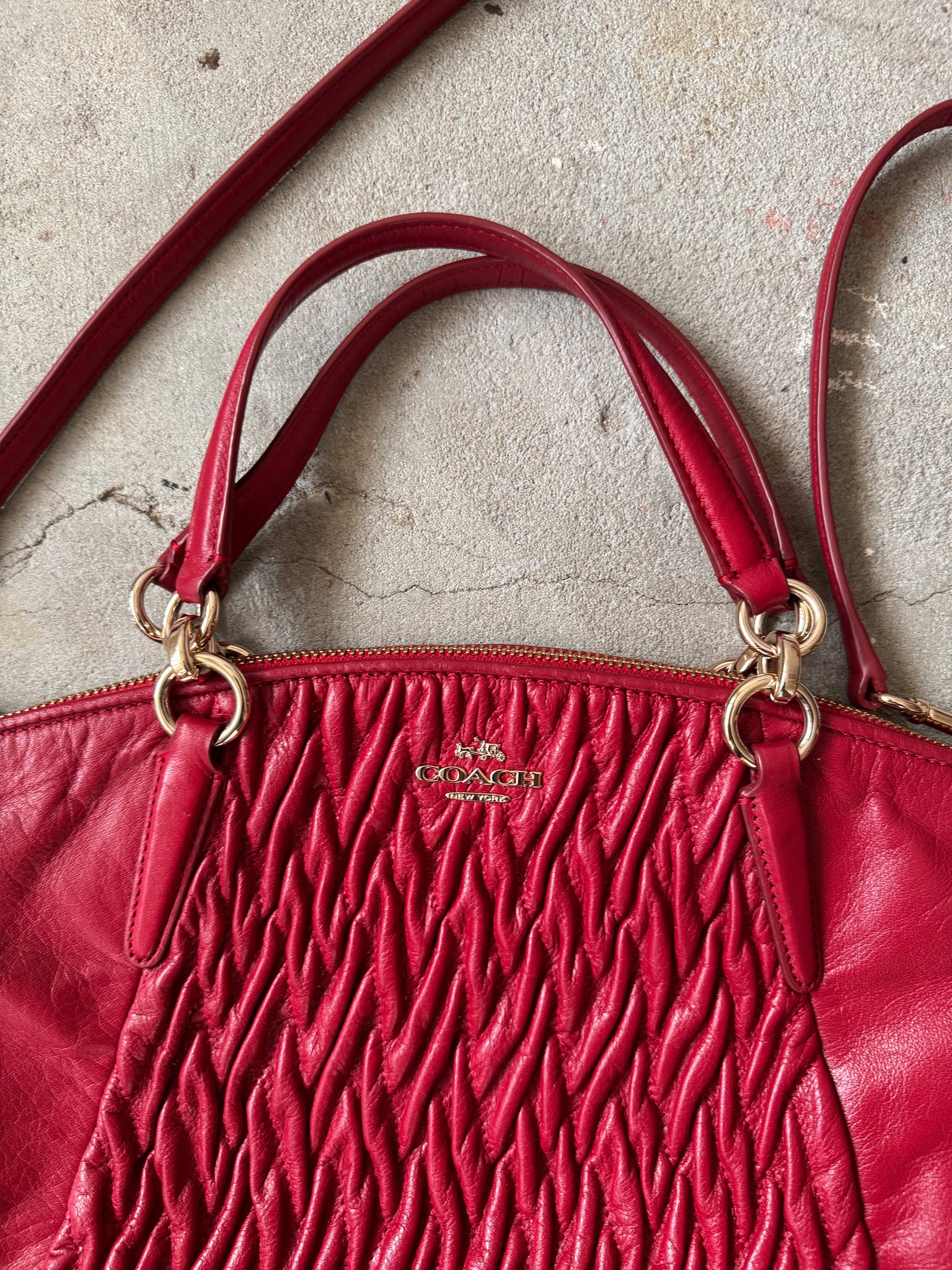 Coach 2Way Kelsey Quilted Shoulder Bag Red
