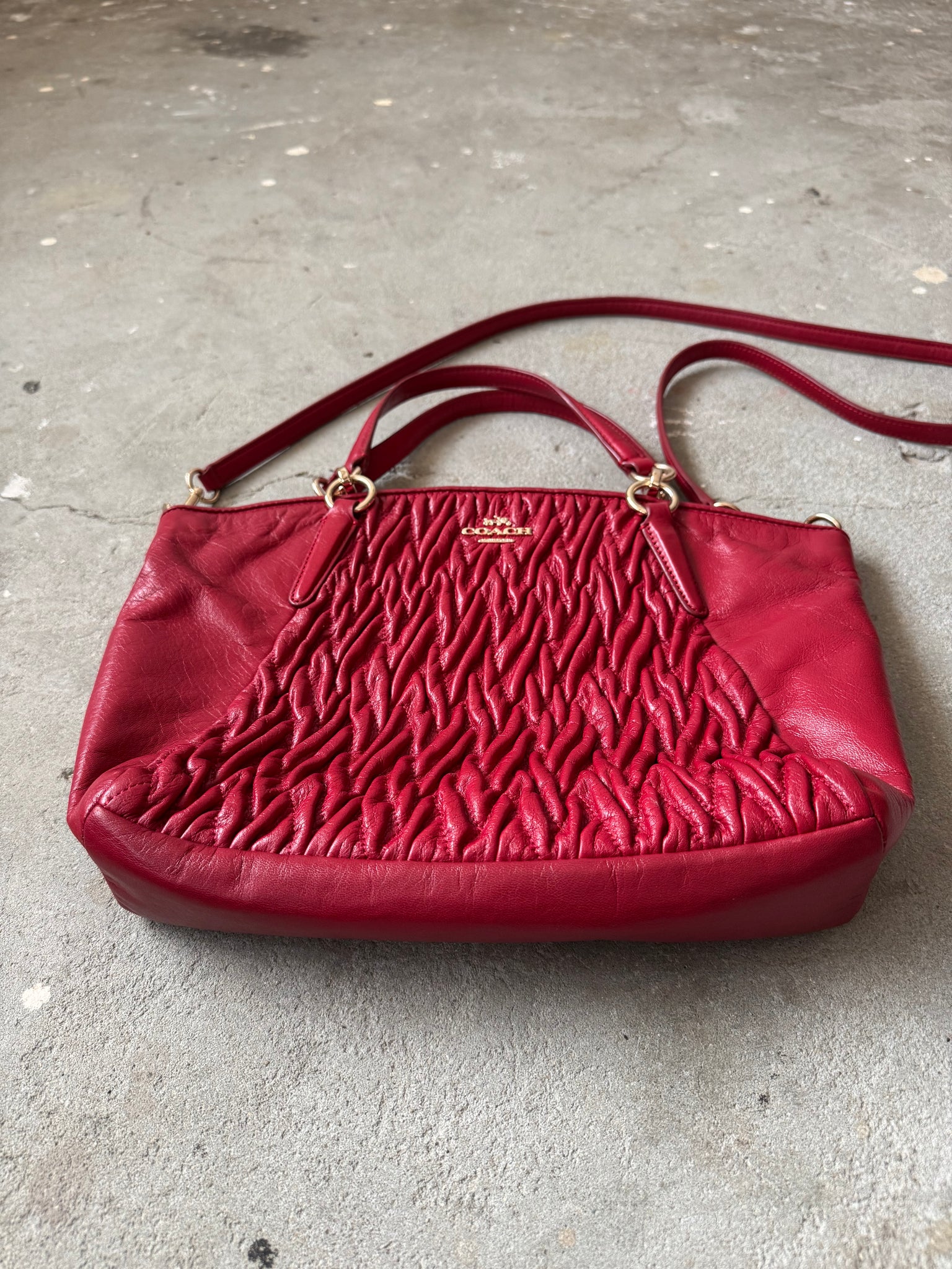 Coach 2Way Kelsey Quilted Shoulder Bag Red