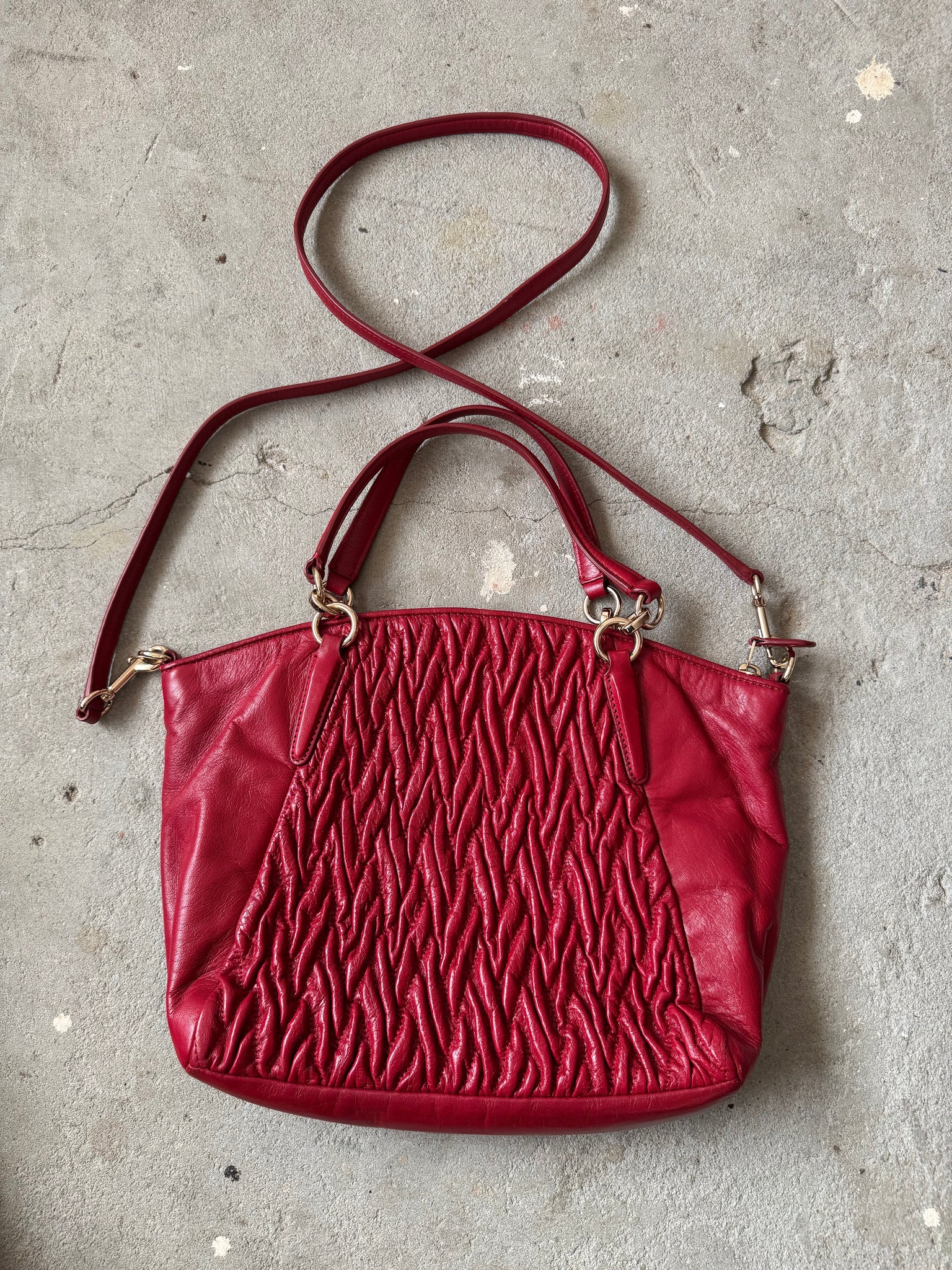 Coach 2Way Kelsey Quilted Shoulder Bag Red