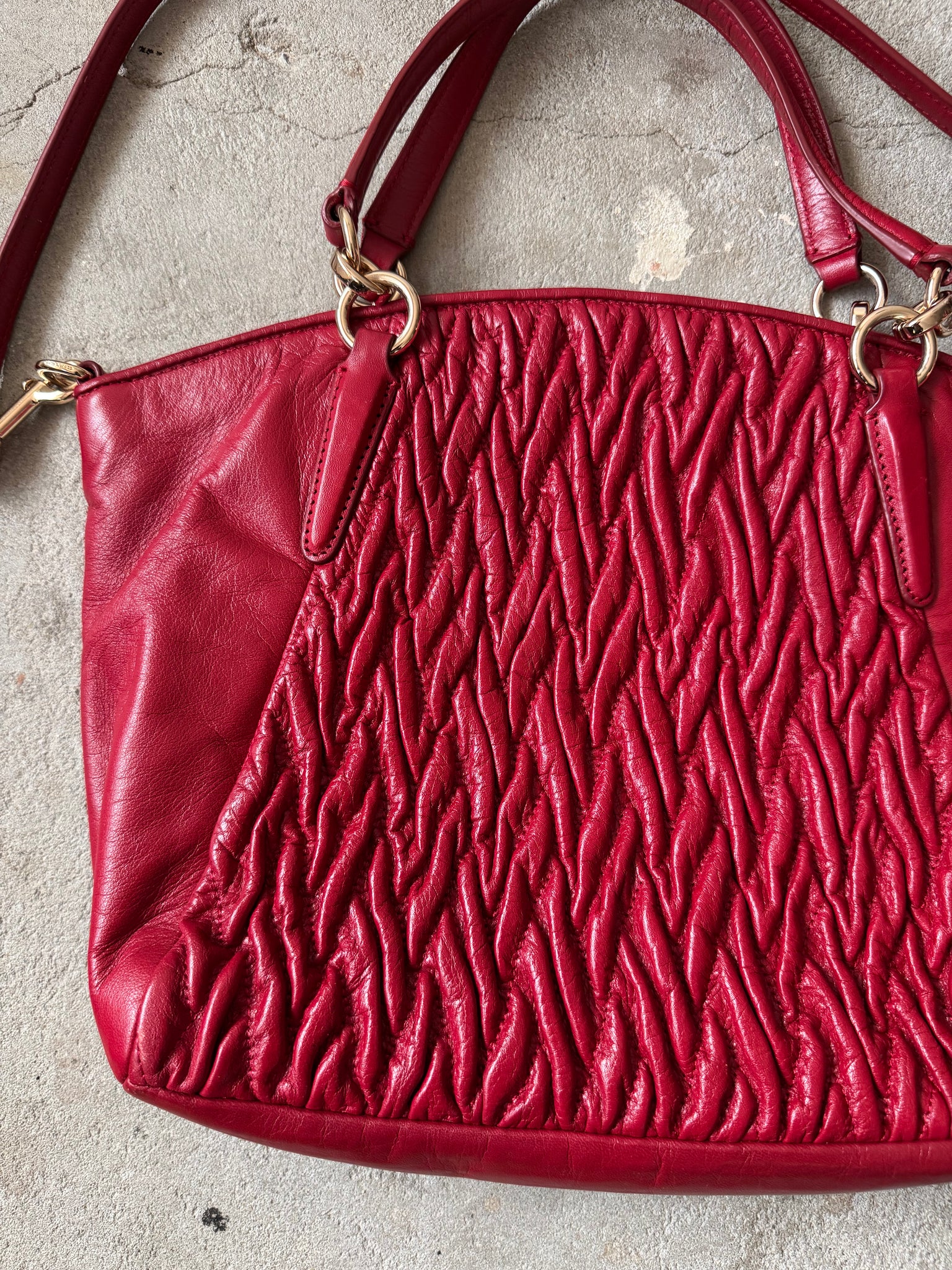 Coach 2Way Kelsey Quilted Shoulder Bag Red