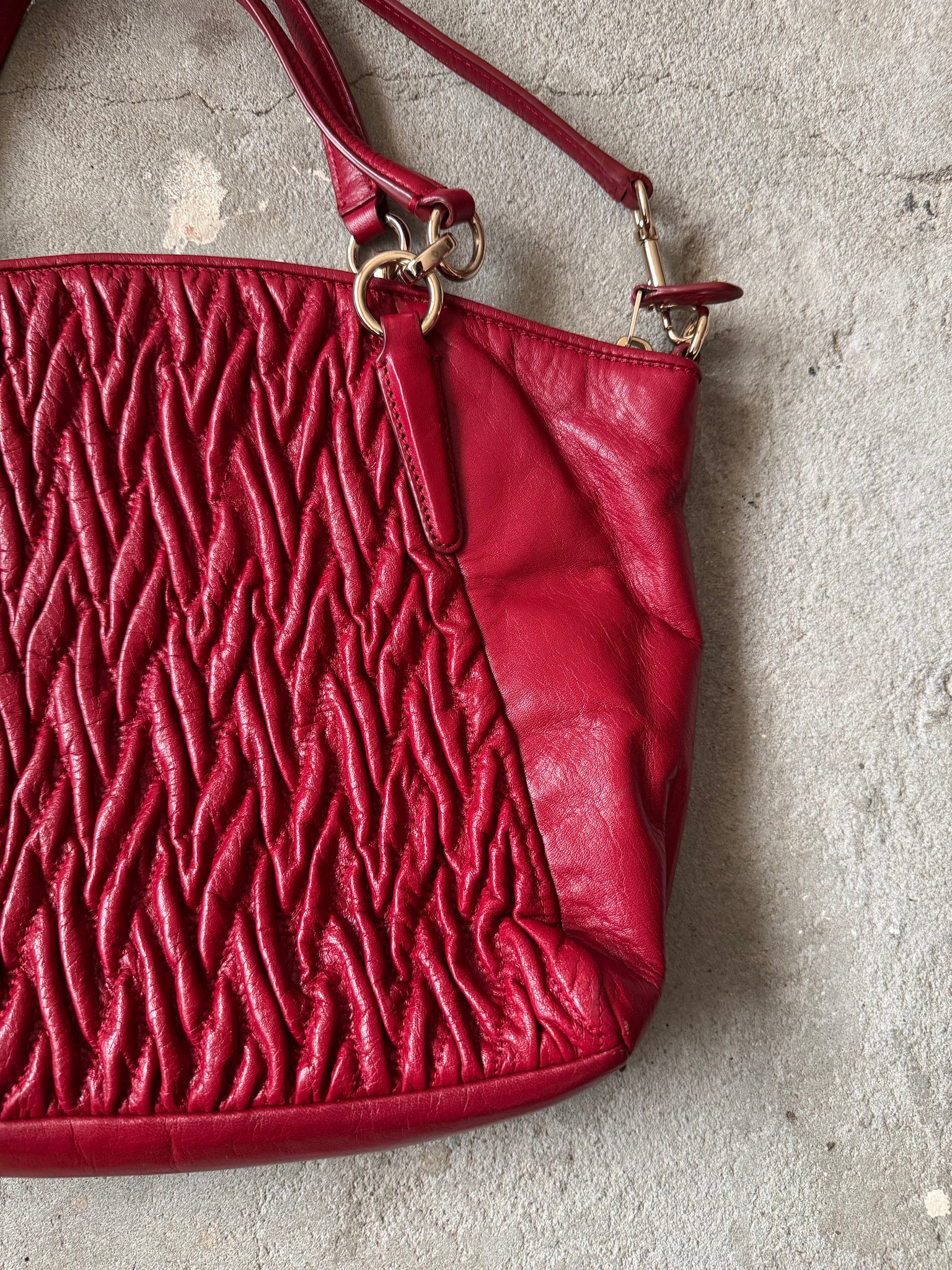 Coach 2Way Kelsey Quilted Shoulder Bag Red