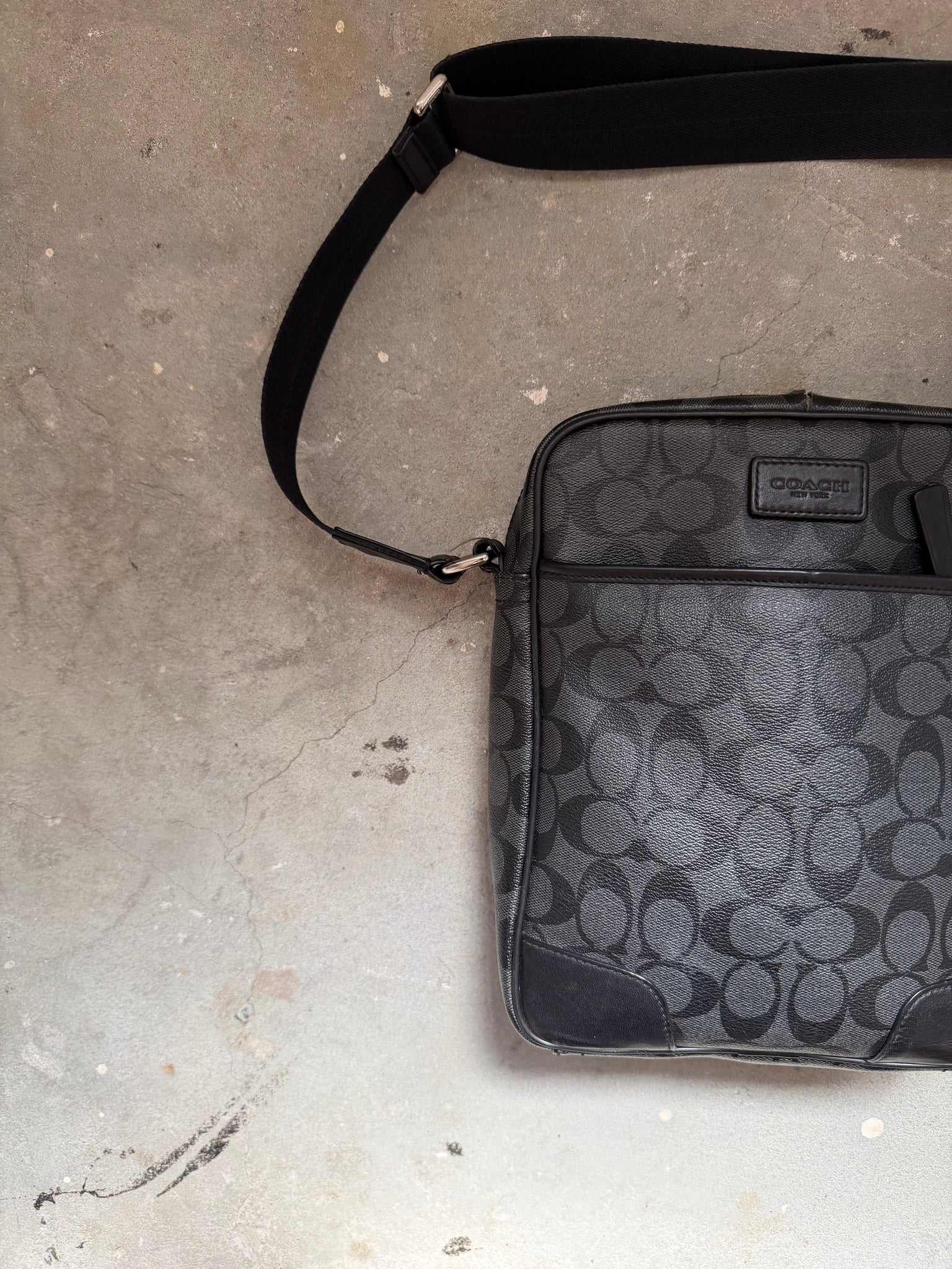 Coach Signature Houston Flight Crossbody Bag Grey/Black