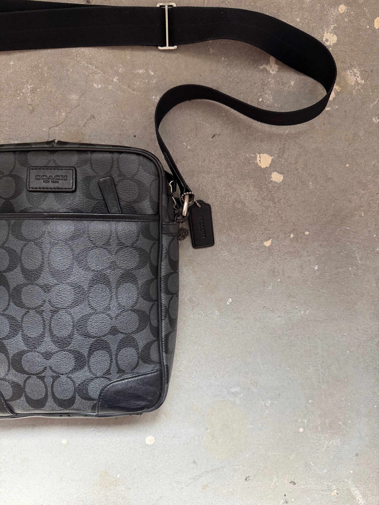 Coach Signature Houston Flight Crossbody Bag Grey/Black