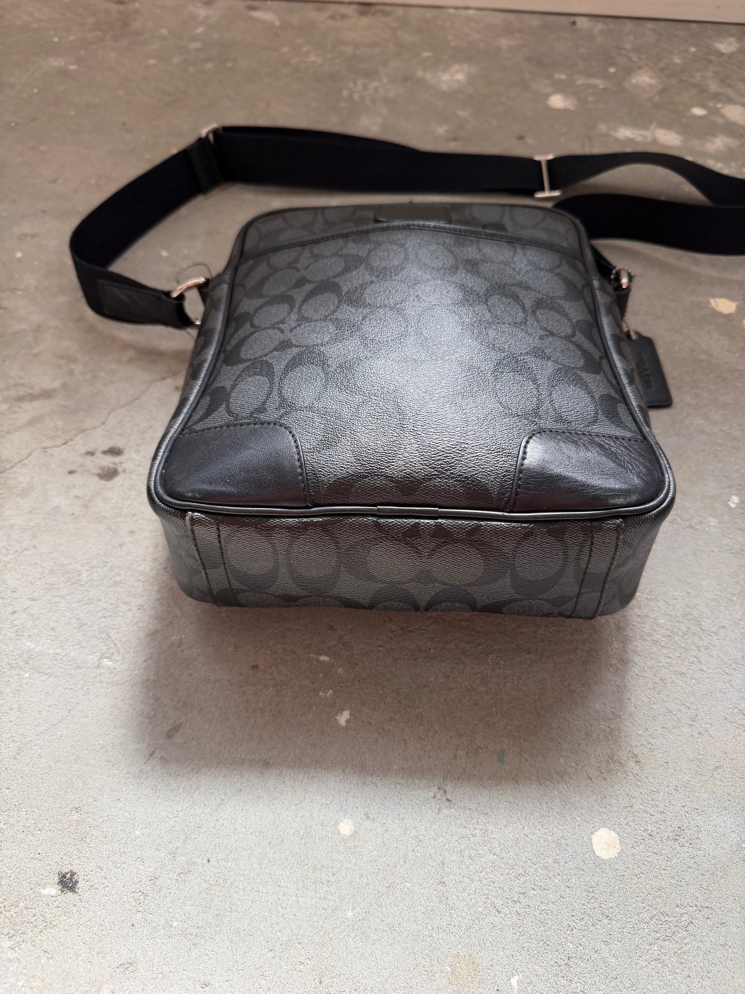 Coach Signature Houston Flight Crossbody Bag Grey/Black