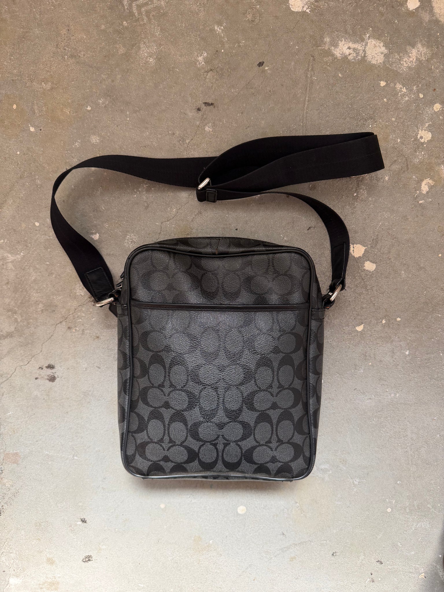 Coach Signature Houston Flight Crossbody Bag Grey/Black