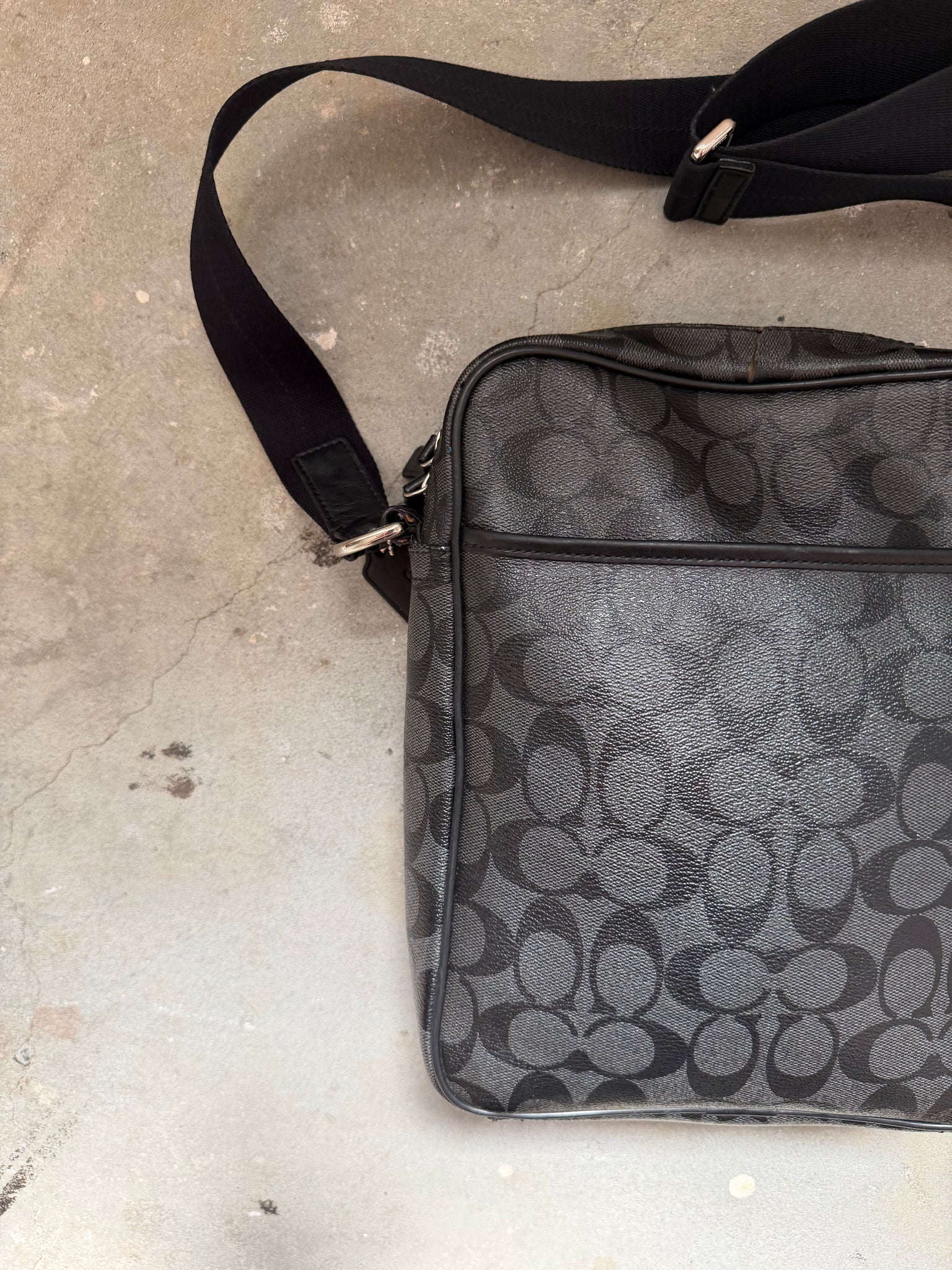 Coach Signature Houston Flight Crossbody Bag Grey/Black