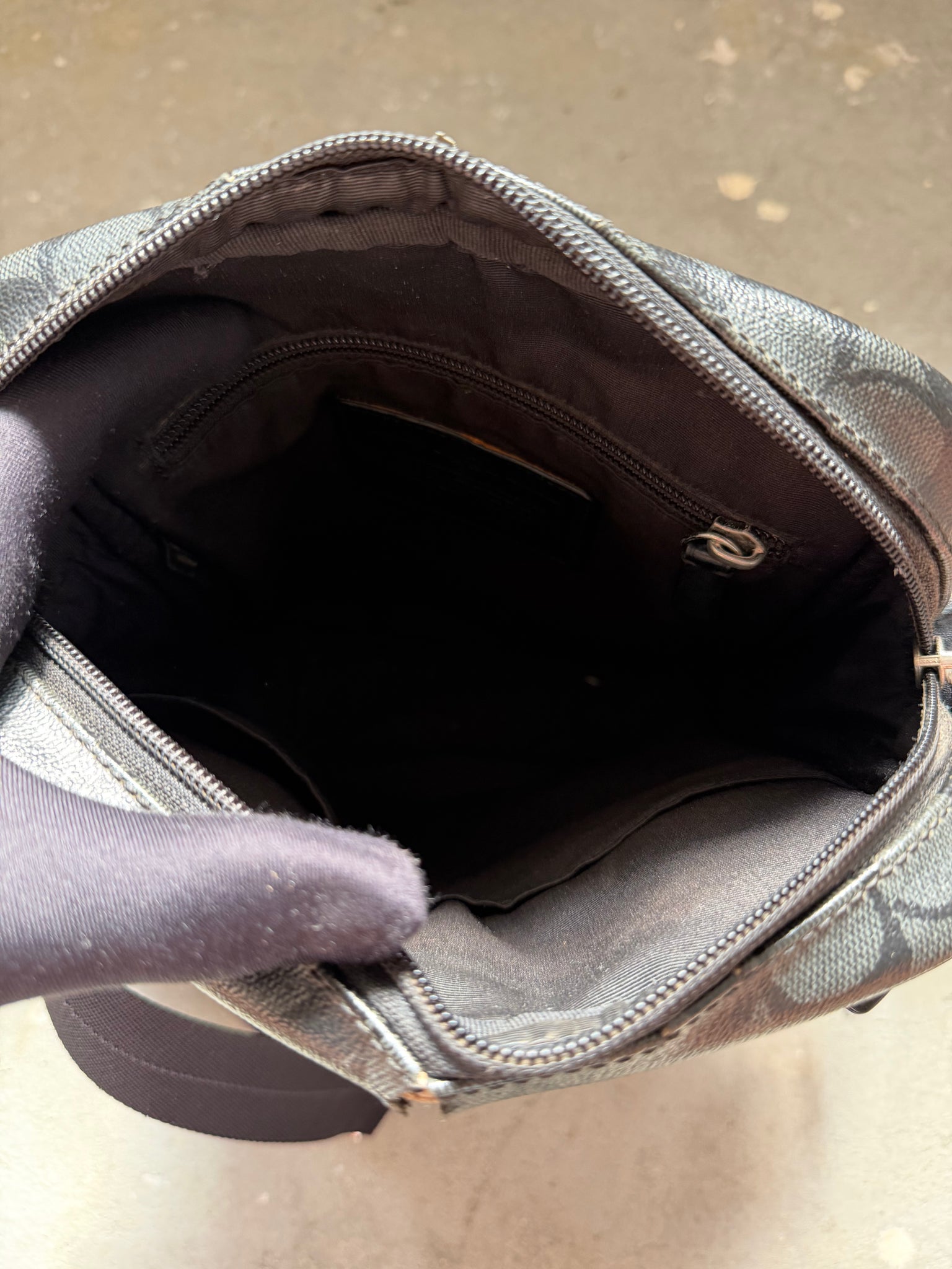 Coach Signature Houston Flight Crossbody Bag Grey/Black