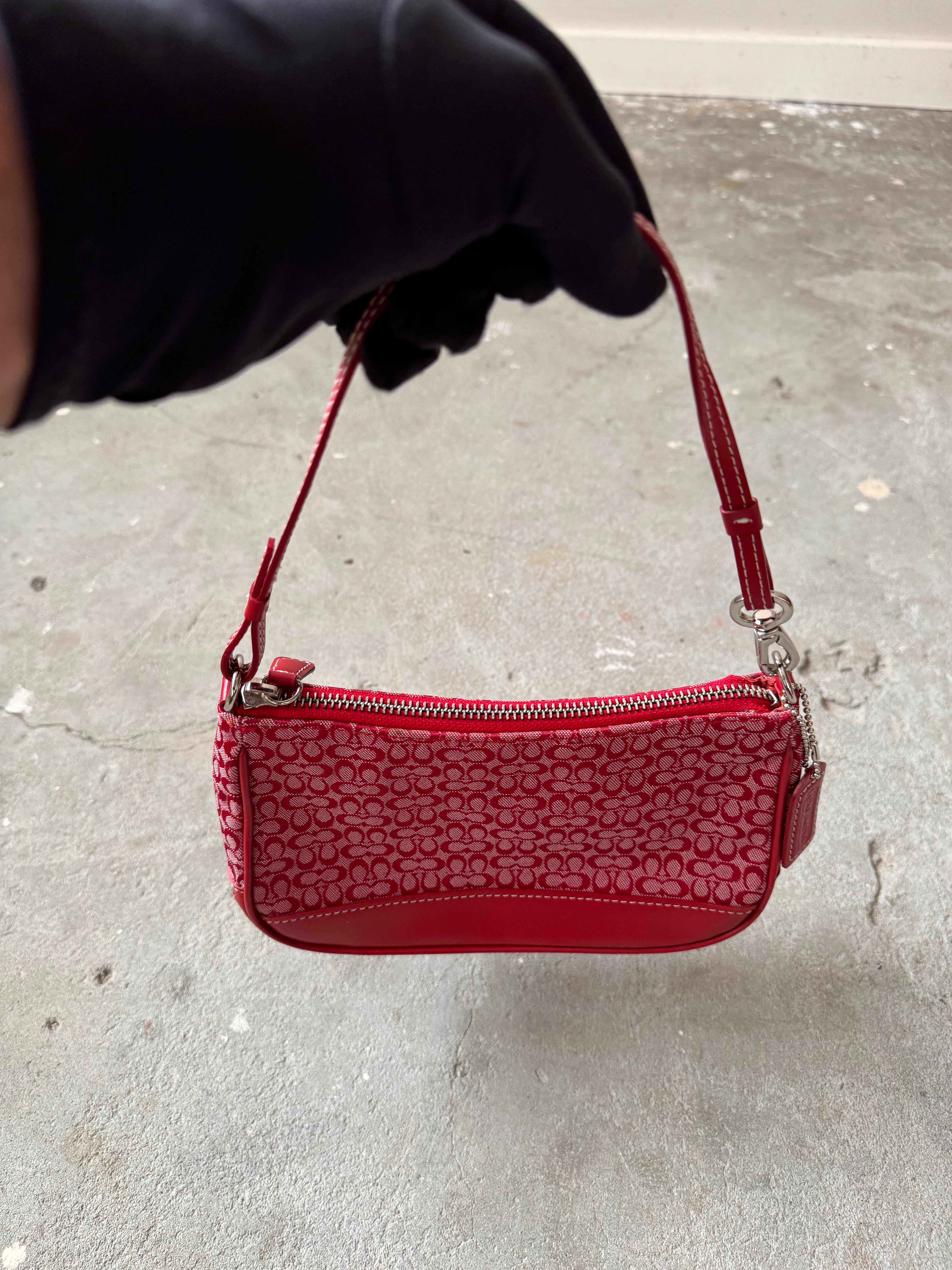 Coach Handbag Accessory Pouch　y2k red Coach Y2K Demi Print Shoulder Bag Red – Curated by Charbel