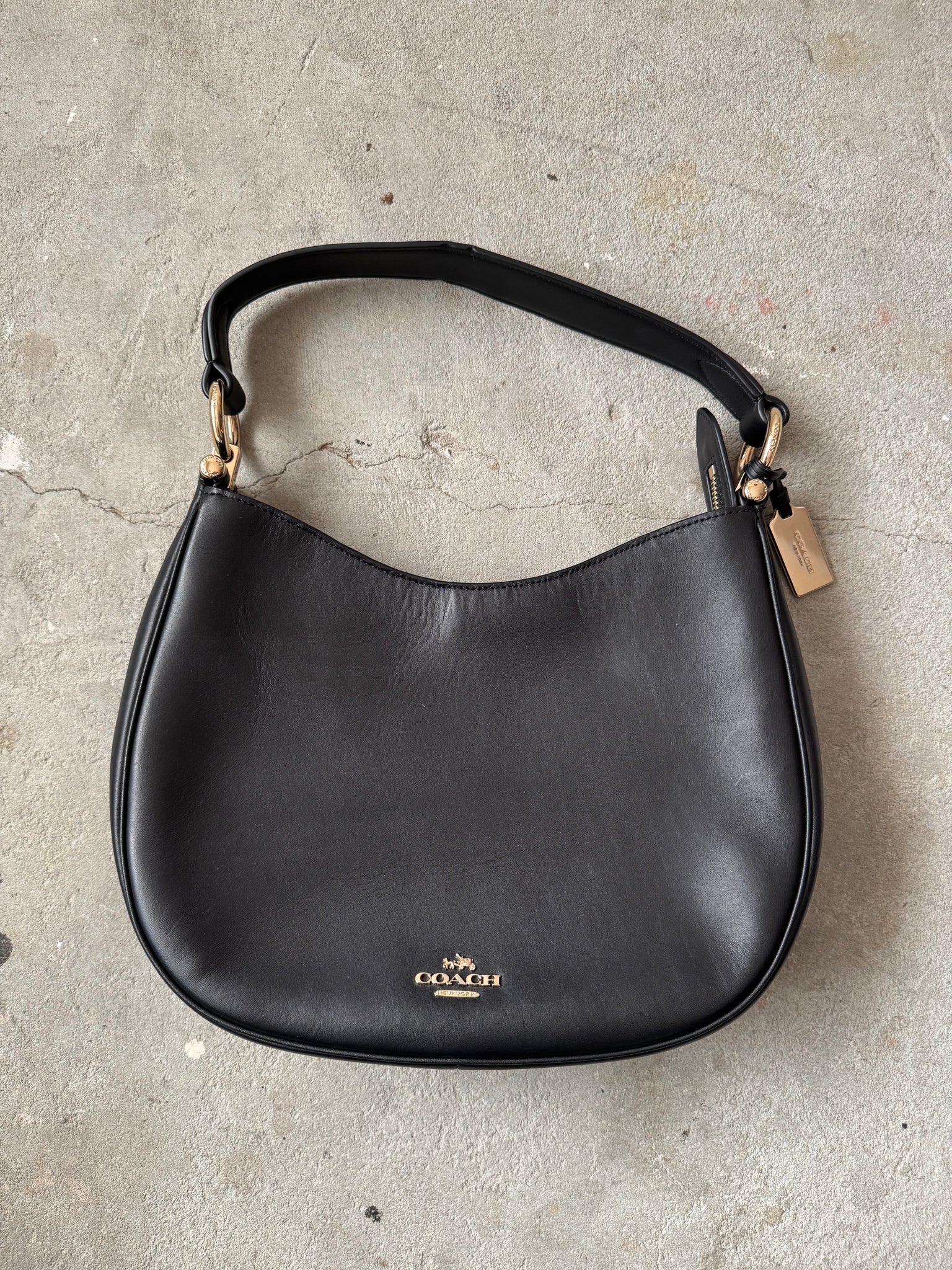 Coach Normad Hobo Leather Shoulder Bag Black