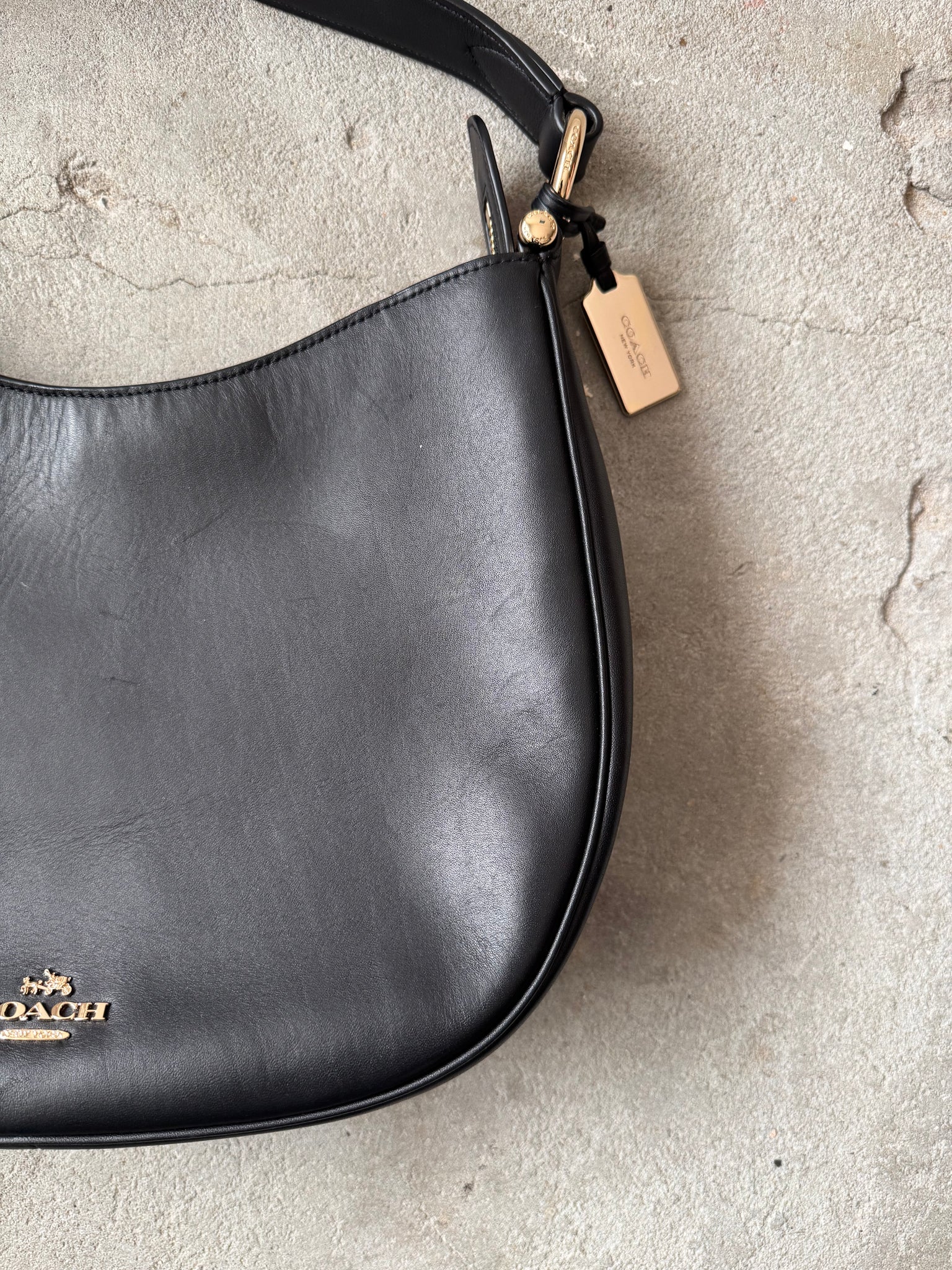 Coach Normad Hobo Leather Shoulder Bag Black
